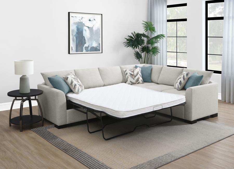 Ashford - Chenille Upholstered Sleeper Sectional Sofa - Greige - Best Buy Furniture