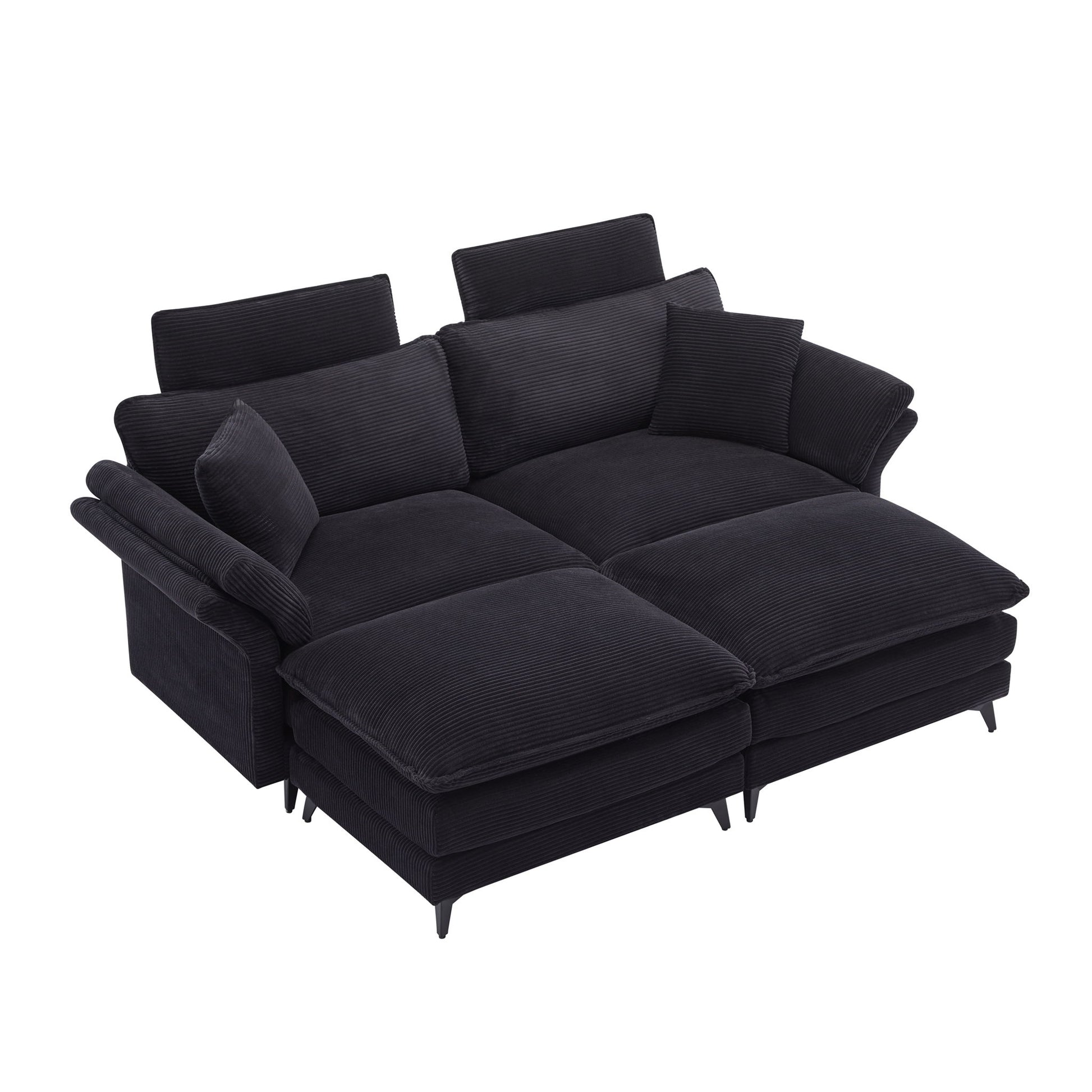Modern Corduroy Deep Seat Sectional Sofa With Ottoman - Best Buy Furniture