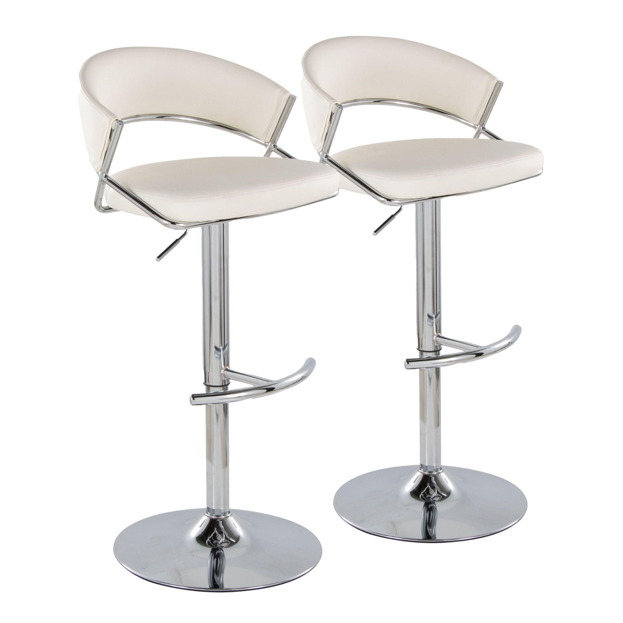 Jie - Contemporary Adjustable Barstool With Swivel & Rounded T Footrest (Set of 2) - Best Buy Furniture