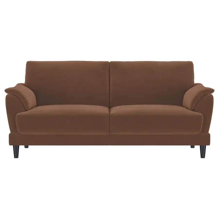 Selma - Velvet Upholstered Crescent Arm Sofa - Rust - Best Buy Furniture