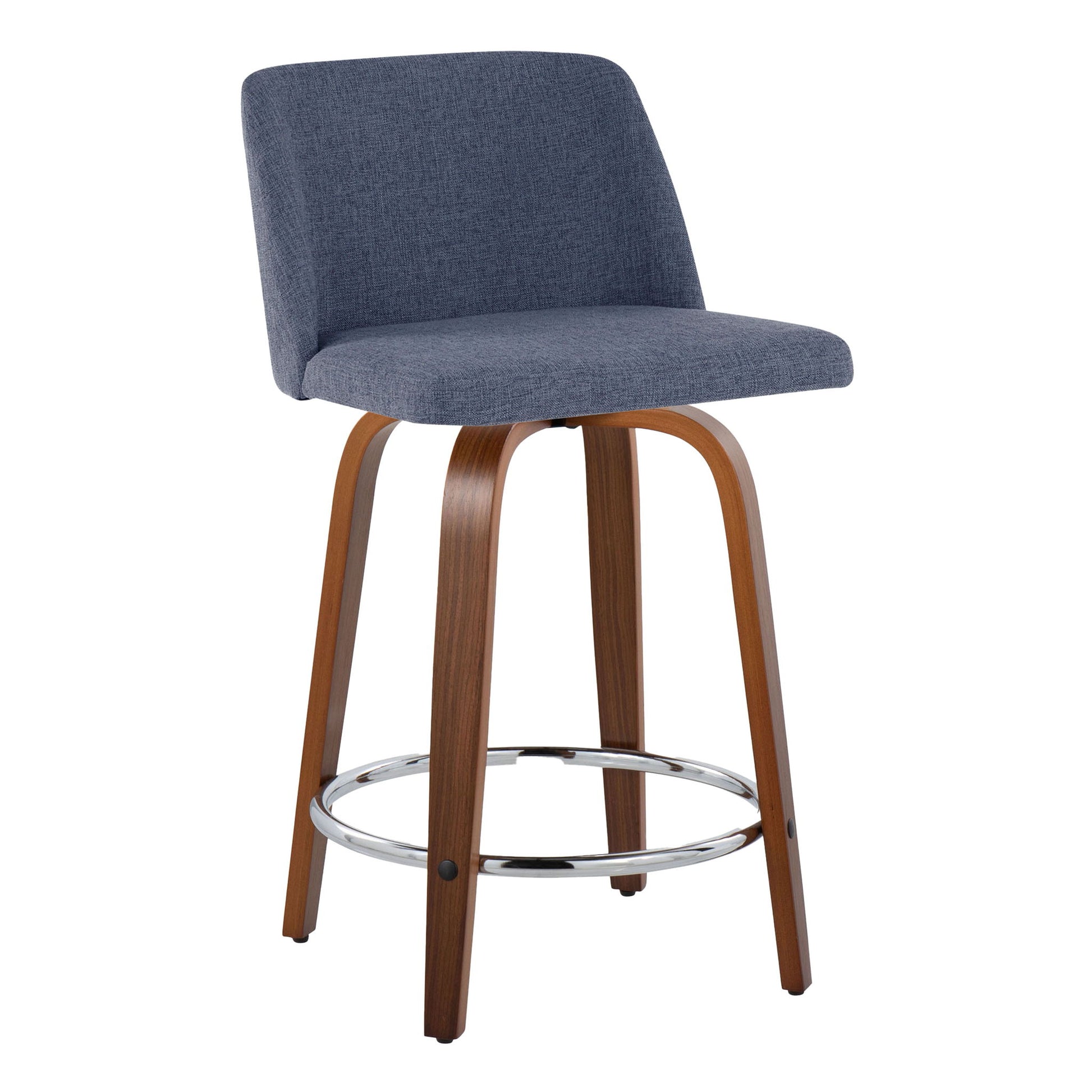 Toriano - Mid Century Modern Fixed Height Counter Stool With Swivel With Round Footrest (Set of 2) - Best Buy Furniture