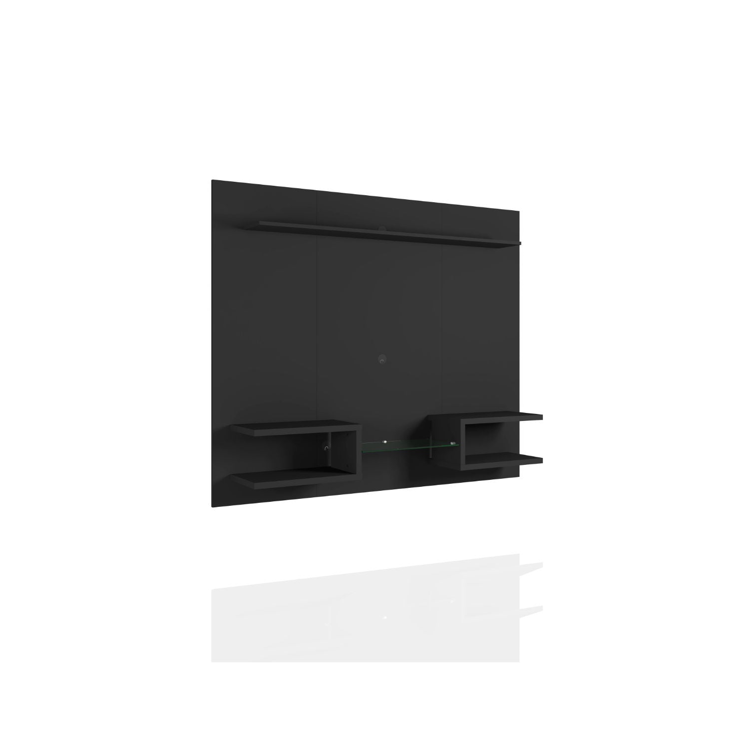 Plaza - TV Panel With Decorative Shelves And Wall Mount For Living Room - Black