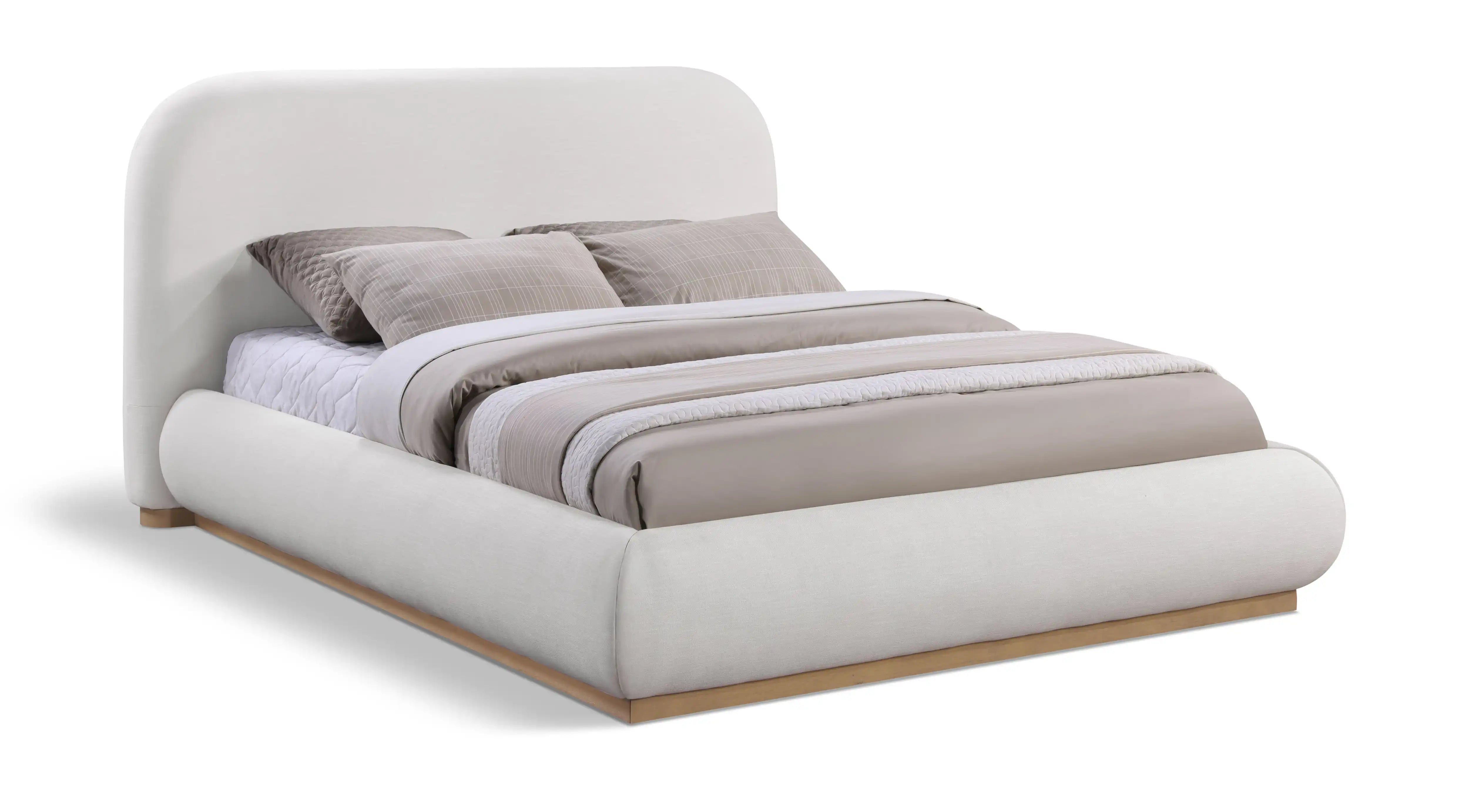 Vaughn - Linen Bed With Natural Base - Best Buy Furniture