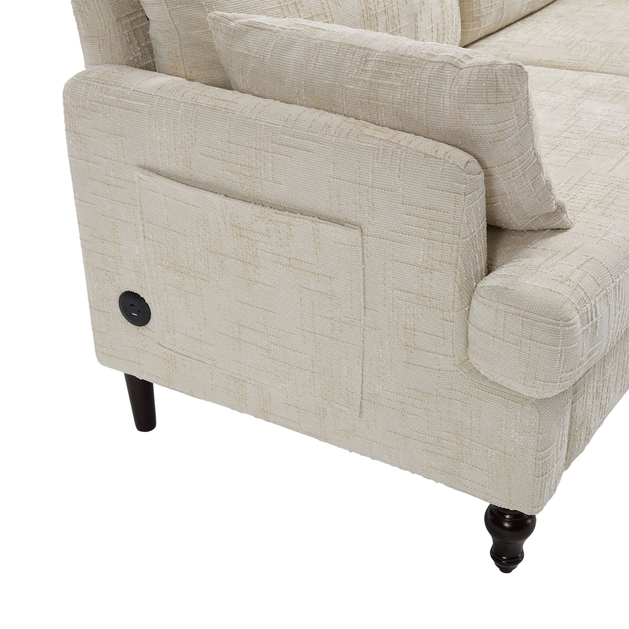Chenille 2 Seater Sofa With LED Light, USB Charging Port, And Storage Bag - Best Buy Furniture