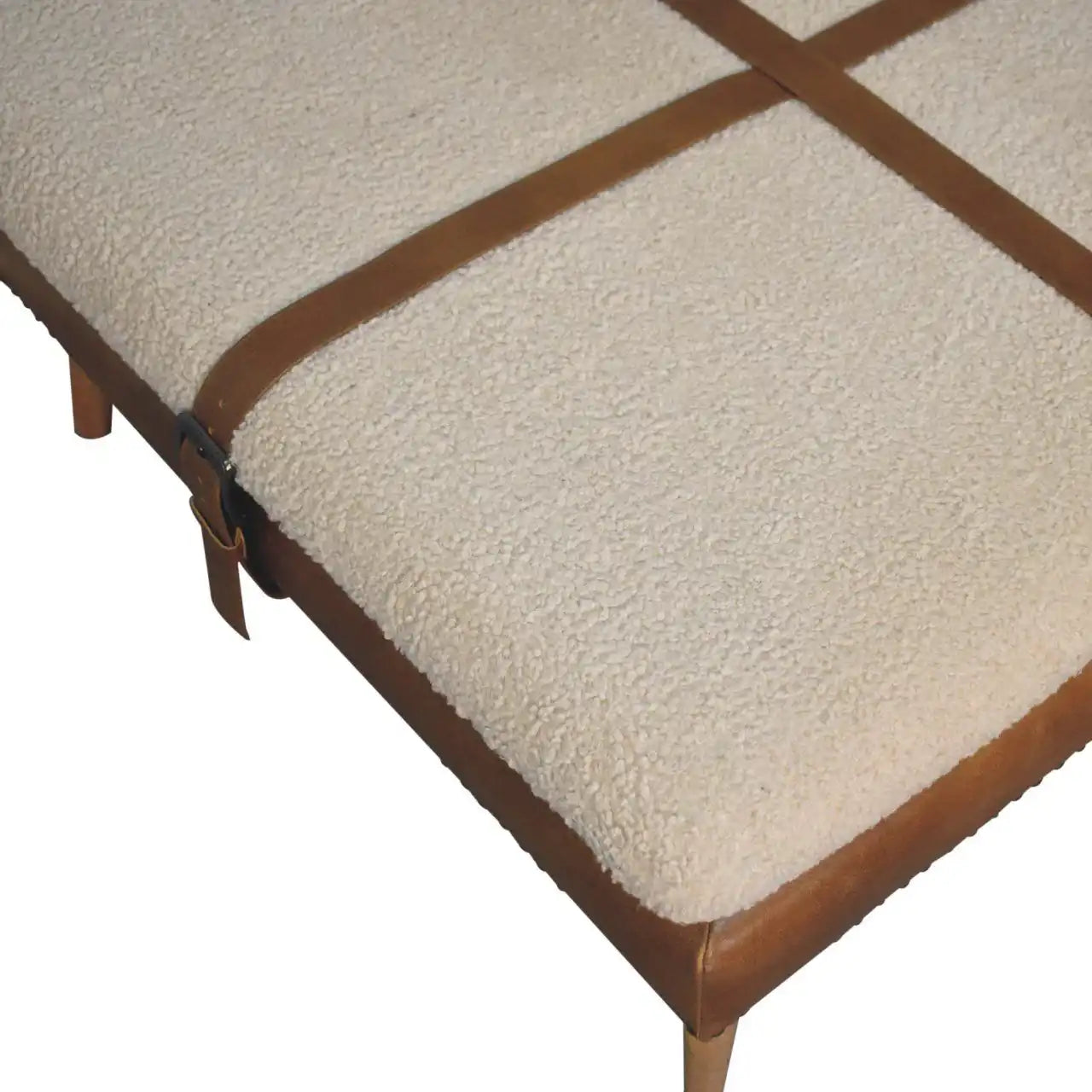 Buffalo - Large Square Hide Leather Footstool - Brown - Best Buy Furniture