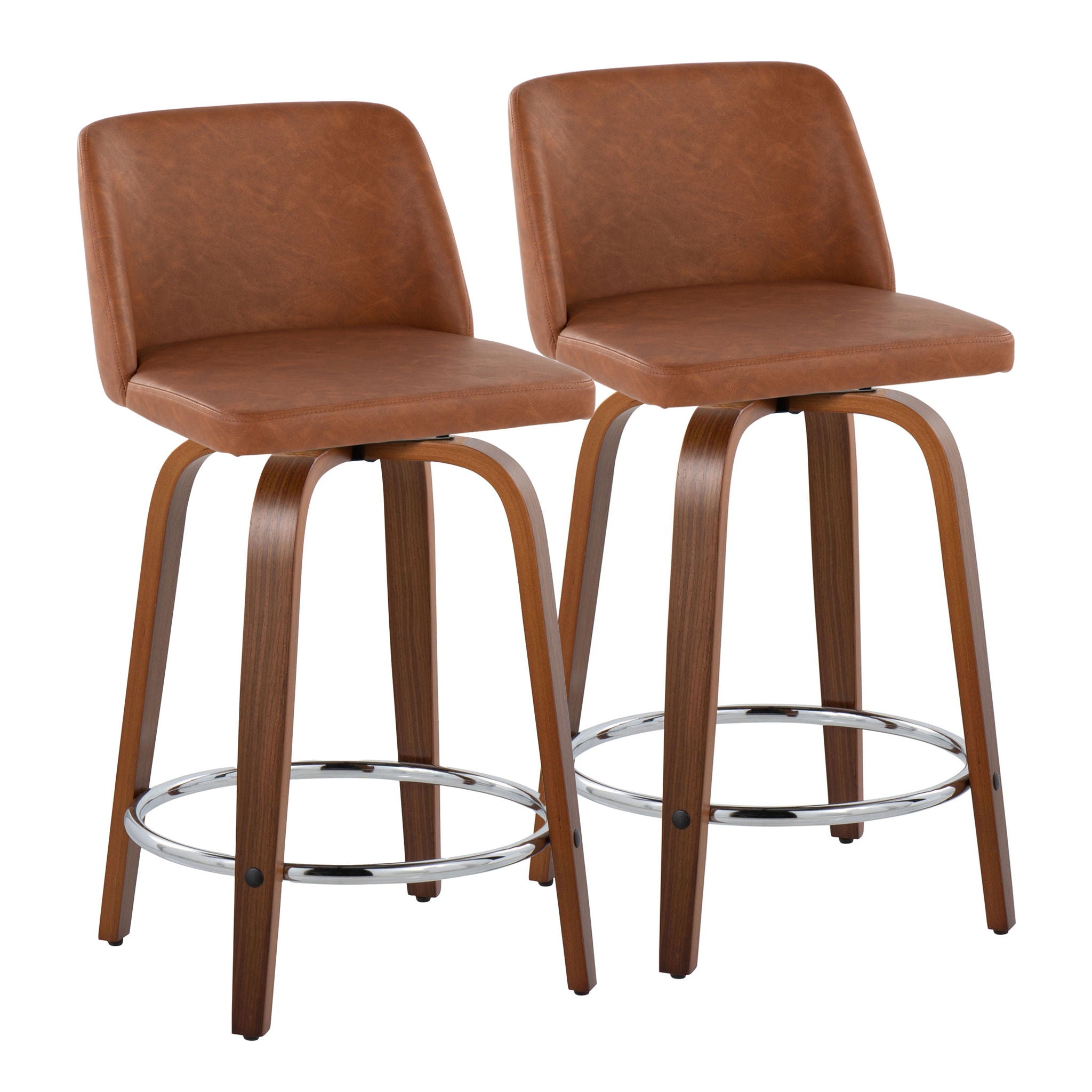 Toriano - Mid Century Modern Fixed Height Counter Stool With Swivel With Round Footrest (Set of 2) - Best Buy Furniture