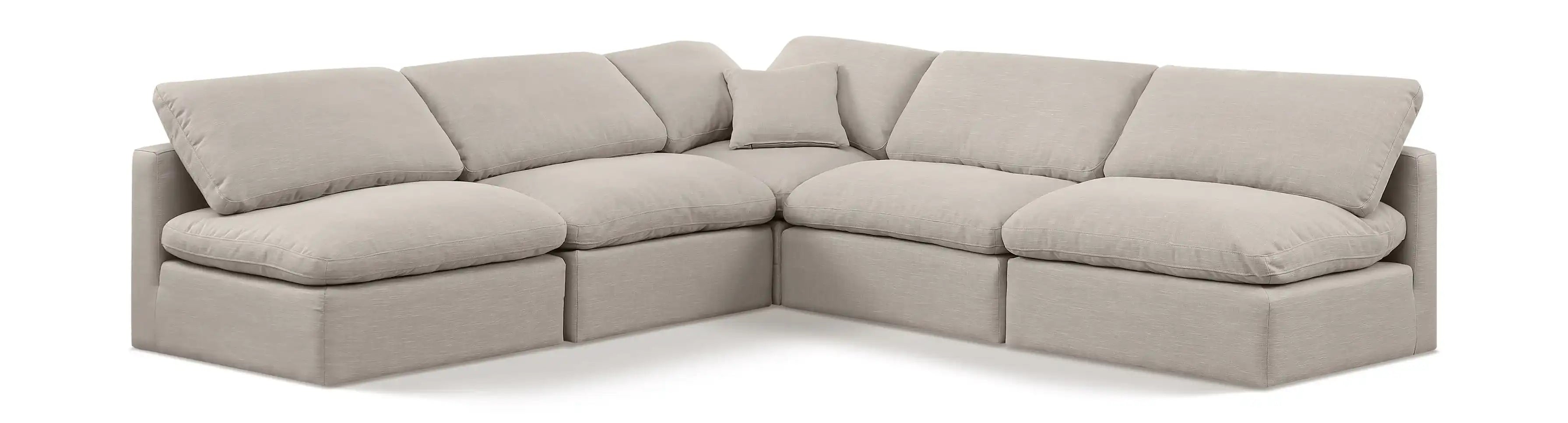 Indulge - Linen 5 Piece Modular Corner Armless Sectional - Best Buy Furniture