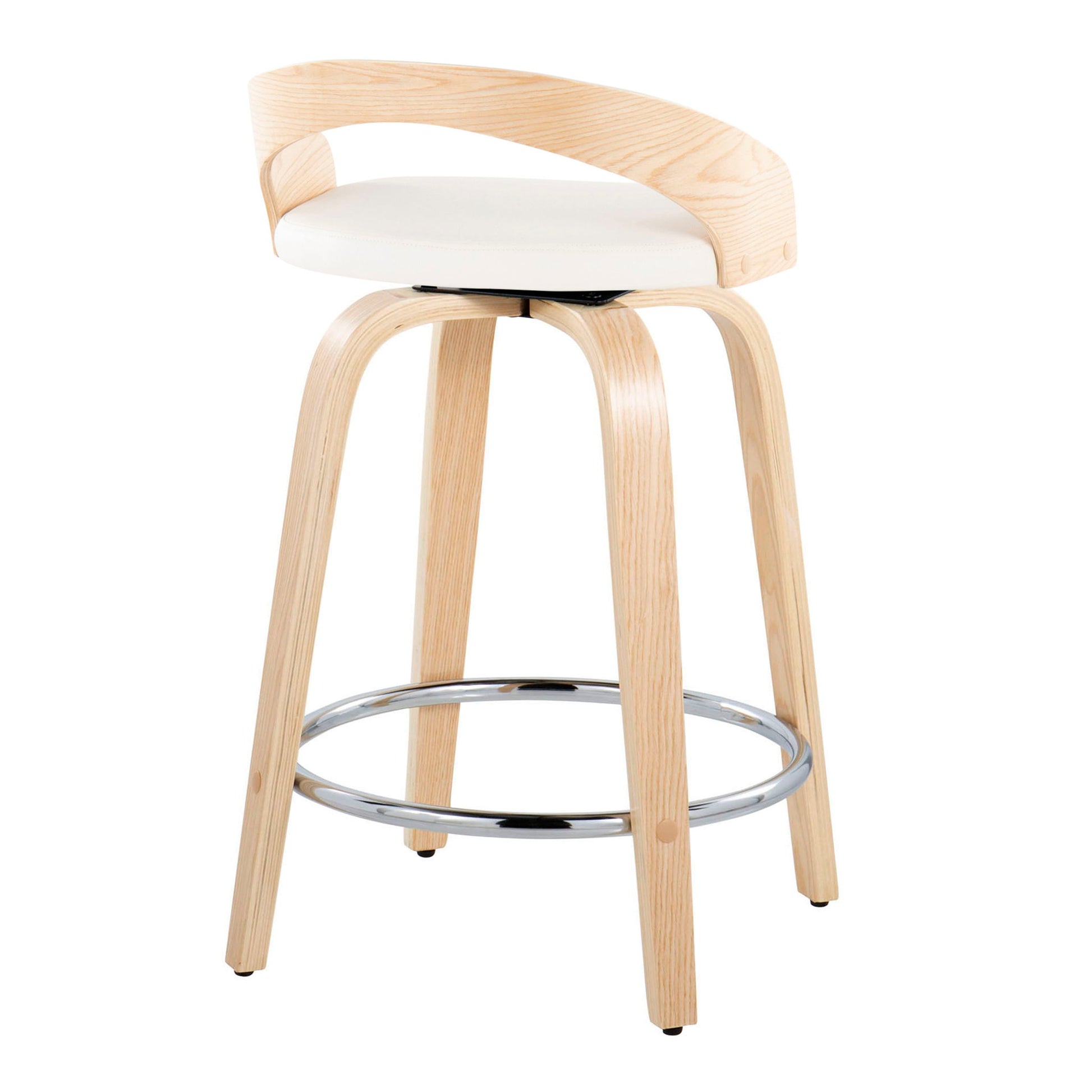 Grotto - Contemporary Fixed Height Counter Stool & Swivel, Round Footrest (Set of 2) - Best Buy Furniture
