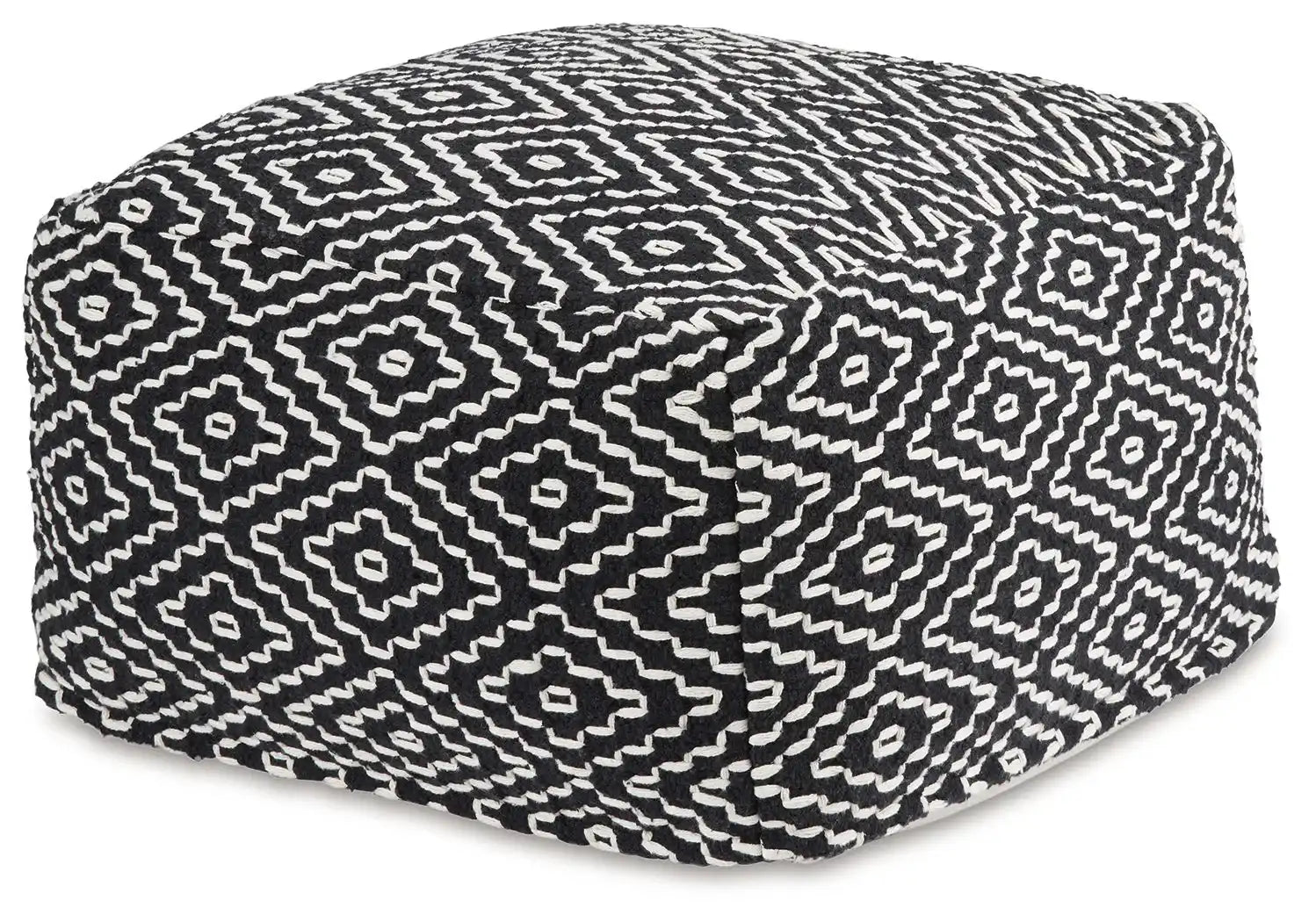 Jasett - Pouf - Black / Ivory - Best Buy Furniture