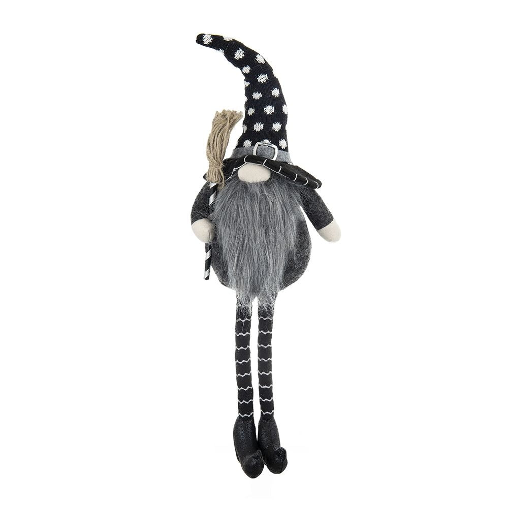 Sitting Gnome With Broomstick & Soft Legs, For Halloween Decor - Black White - Best Buy Furniture