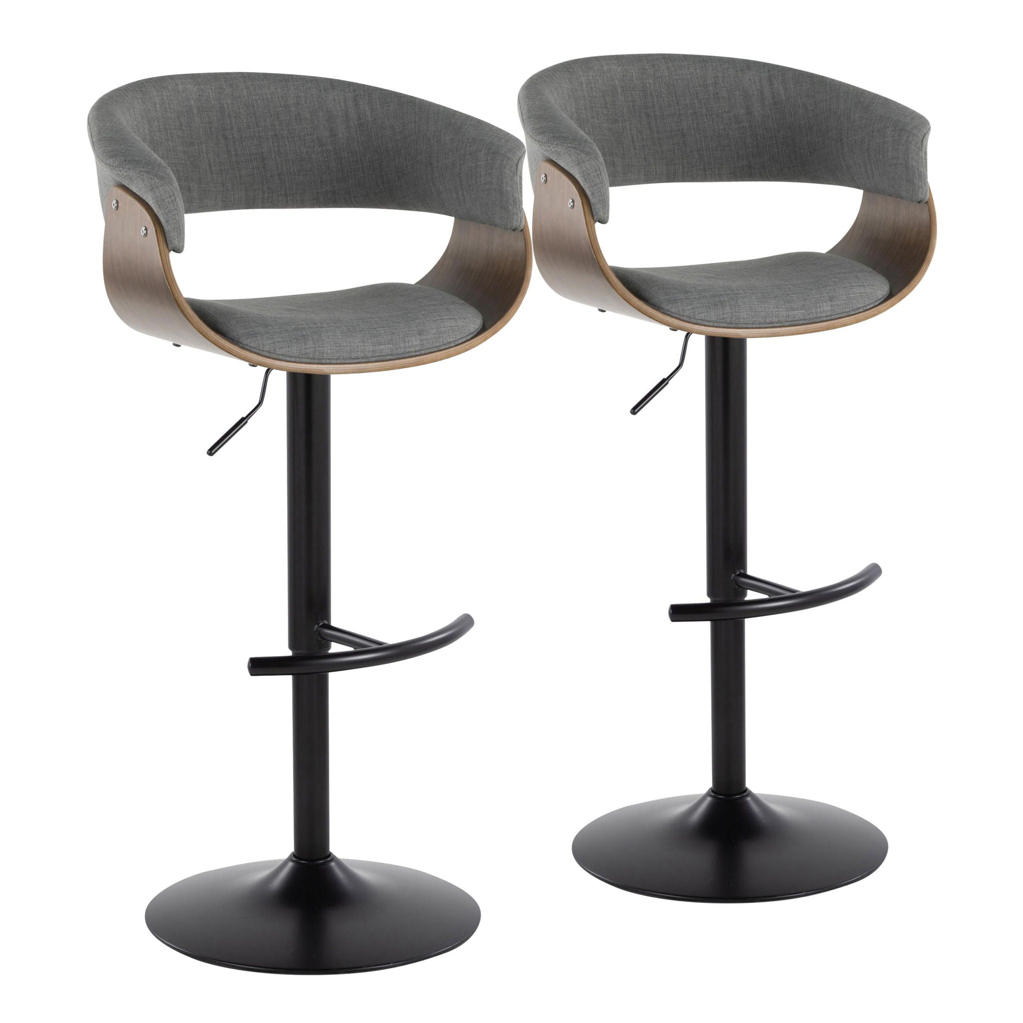 Vintage Mod - Mid Century Modern Adjustable Height Barstool With Swivel & Rounded T Footrest (Set of 2) - Best Buy Furniture