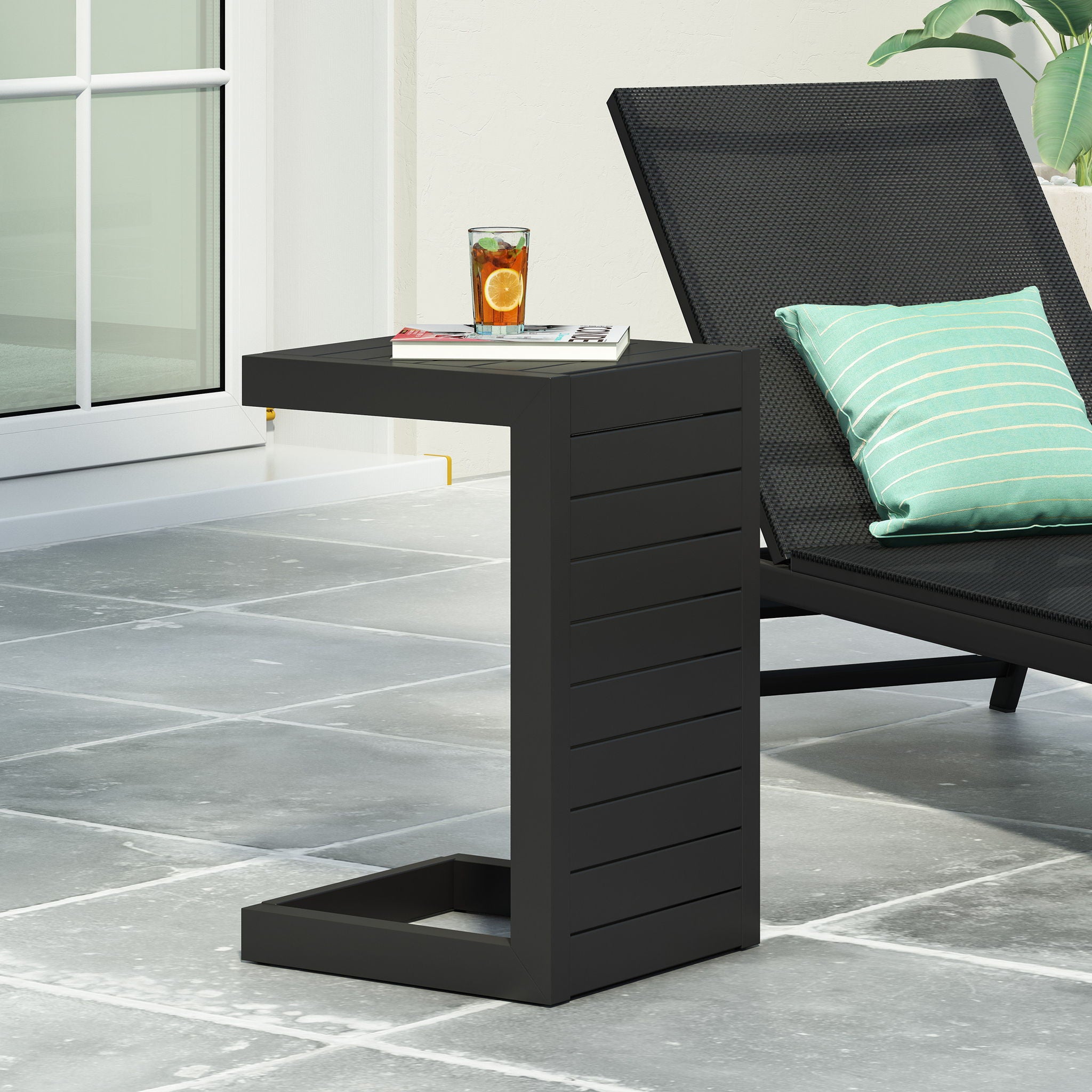 Aluminum Outdoor C - Shaped Side Table For Patio - Best Buy Furniture