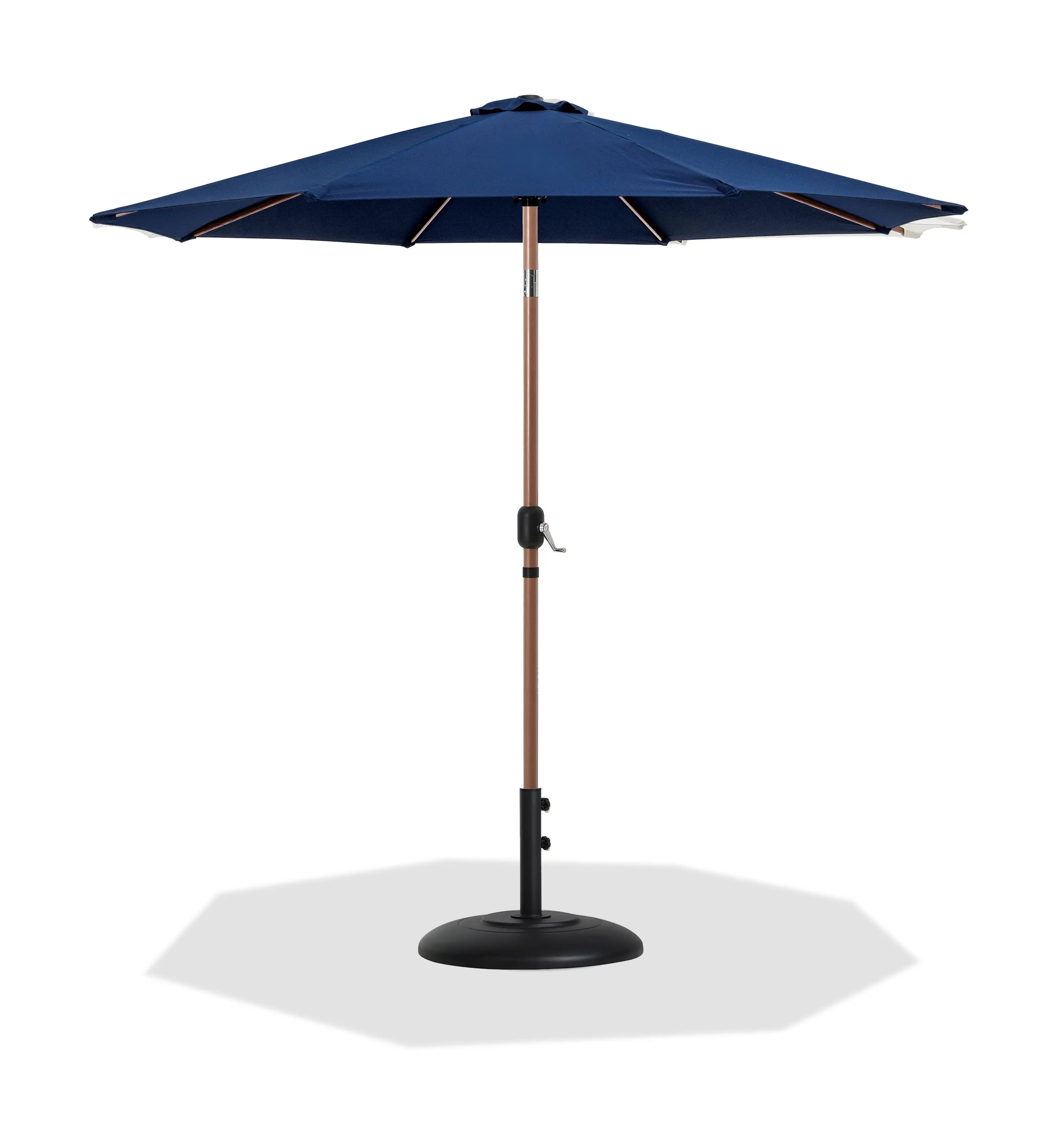Fiji - Aluminum Patio Umbrella With Round Black And Teak Base - Best Buy Furniture
