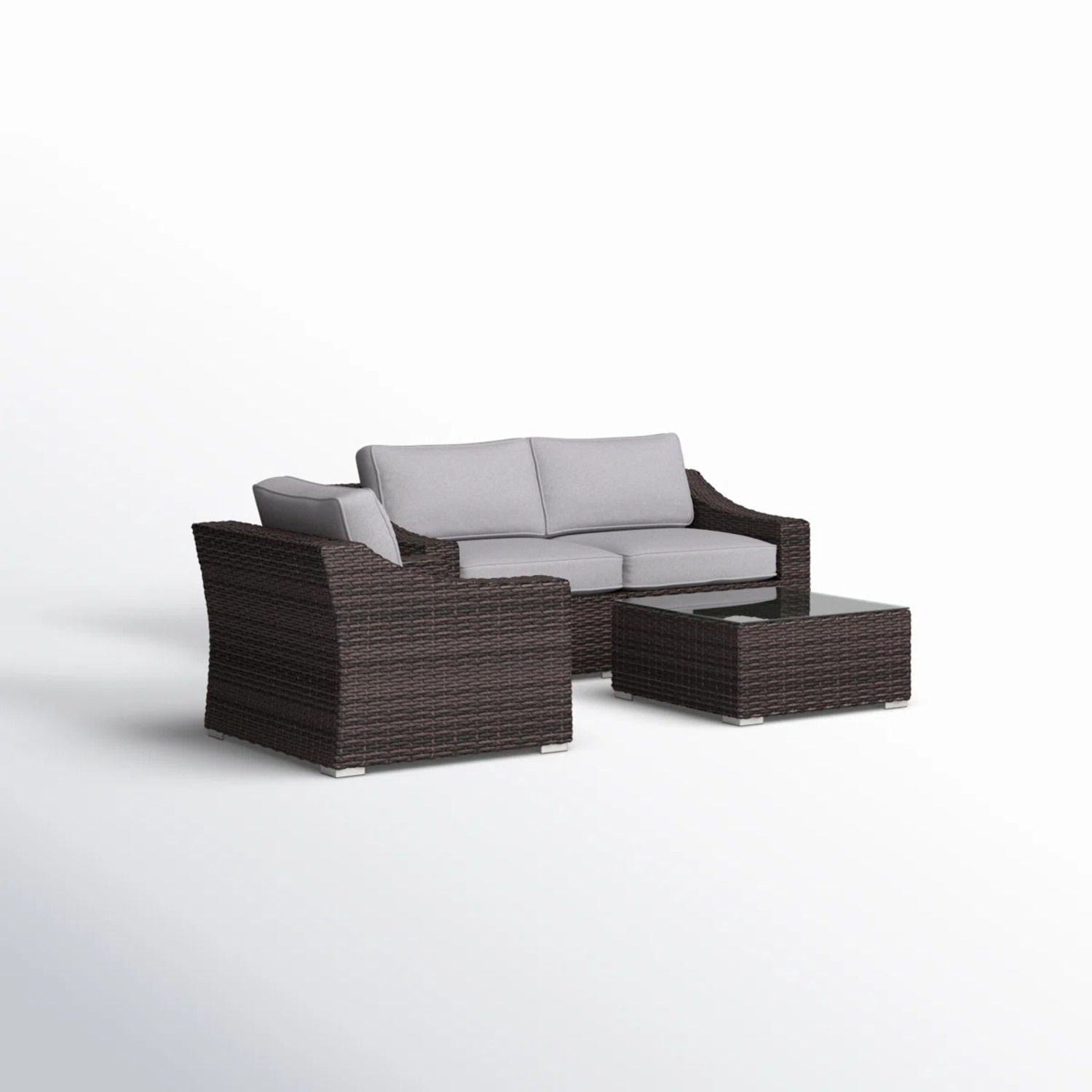 Outdoor Wicker Conversation Set With Cushions, All Weather - Best Buy Furniture