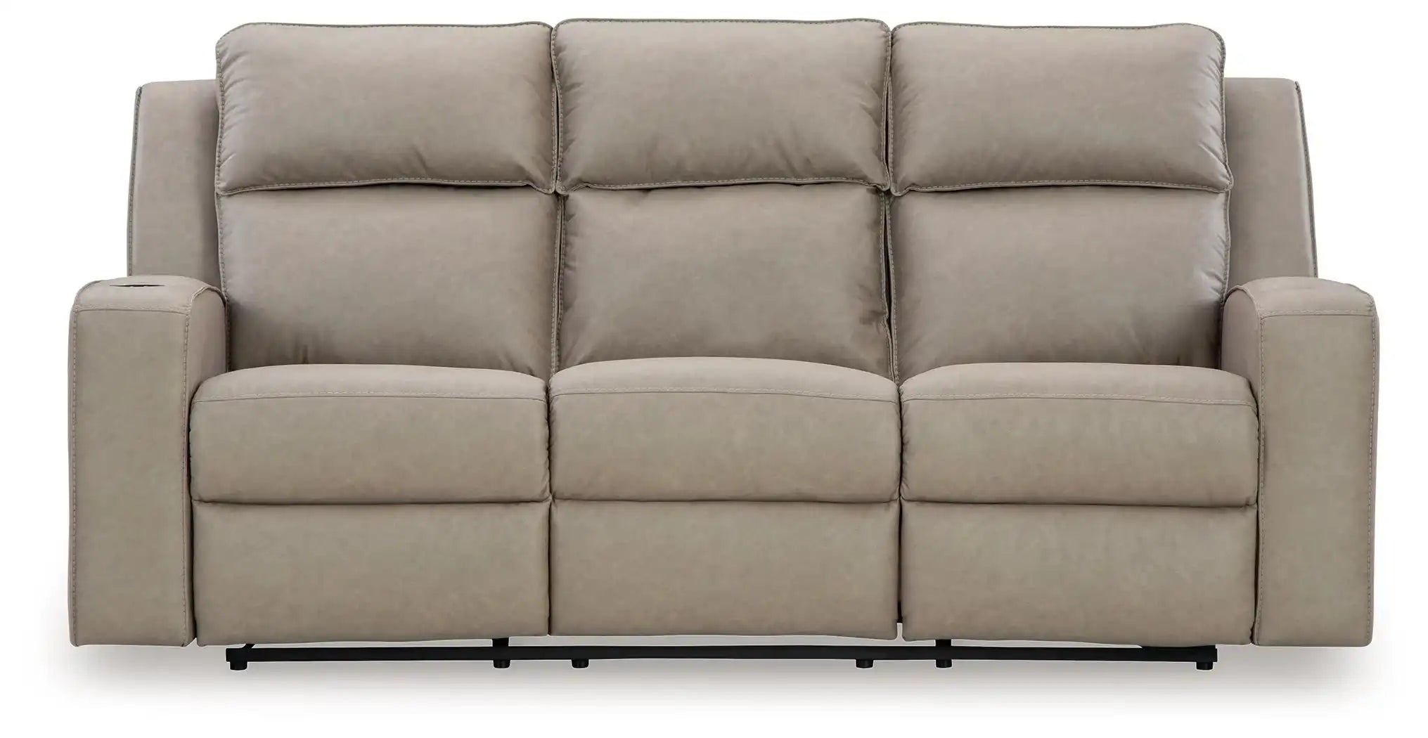 Lavenhorne - Rec Sofa W/Drop Down Table - Pebble - Best Buy Furniture