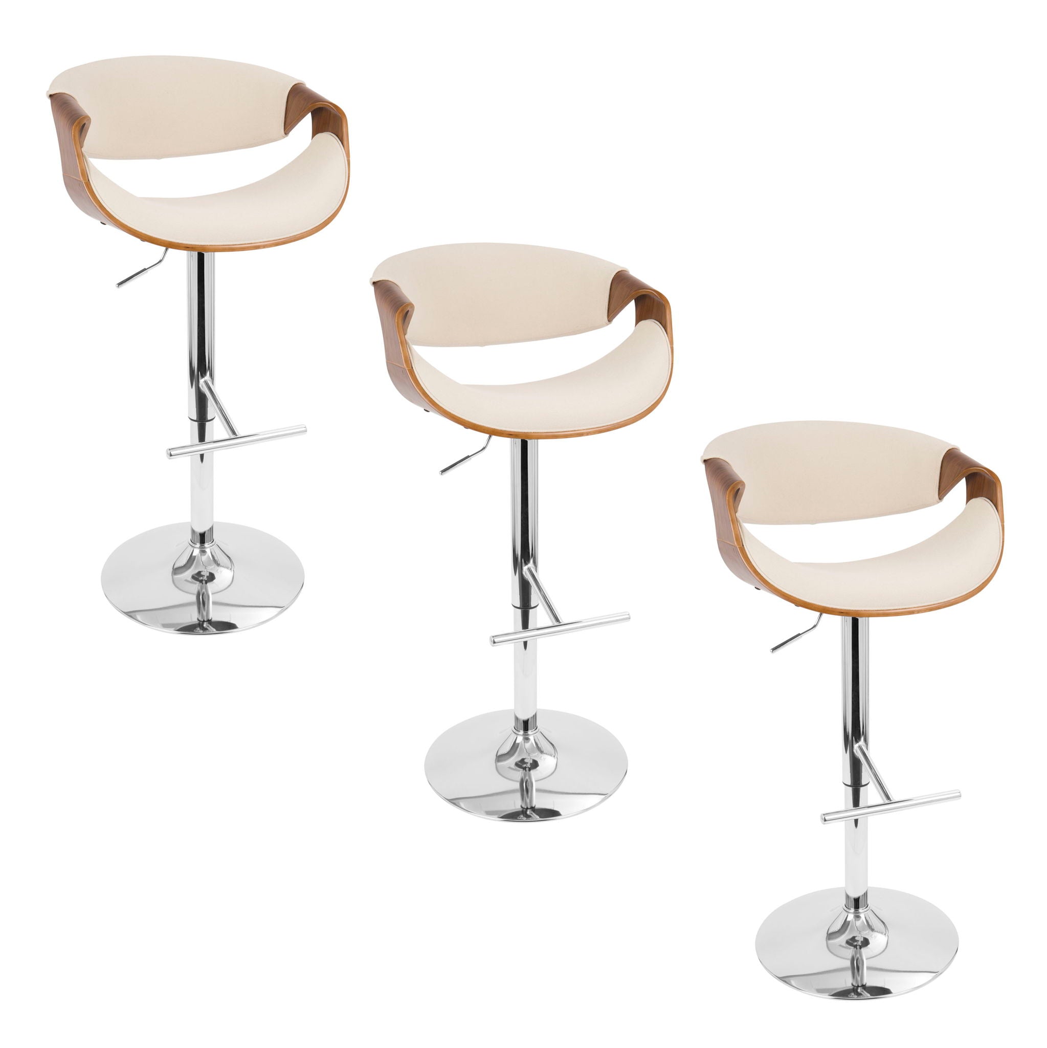 Curvo - Mid Century Modern Adjustable Barstool With Swivel With Straight T Footrest - Best Buy Furniture
