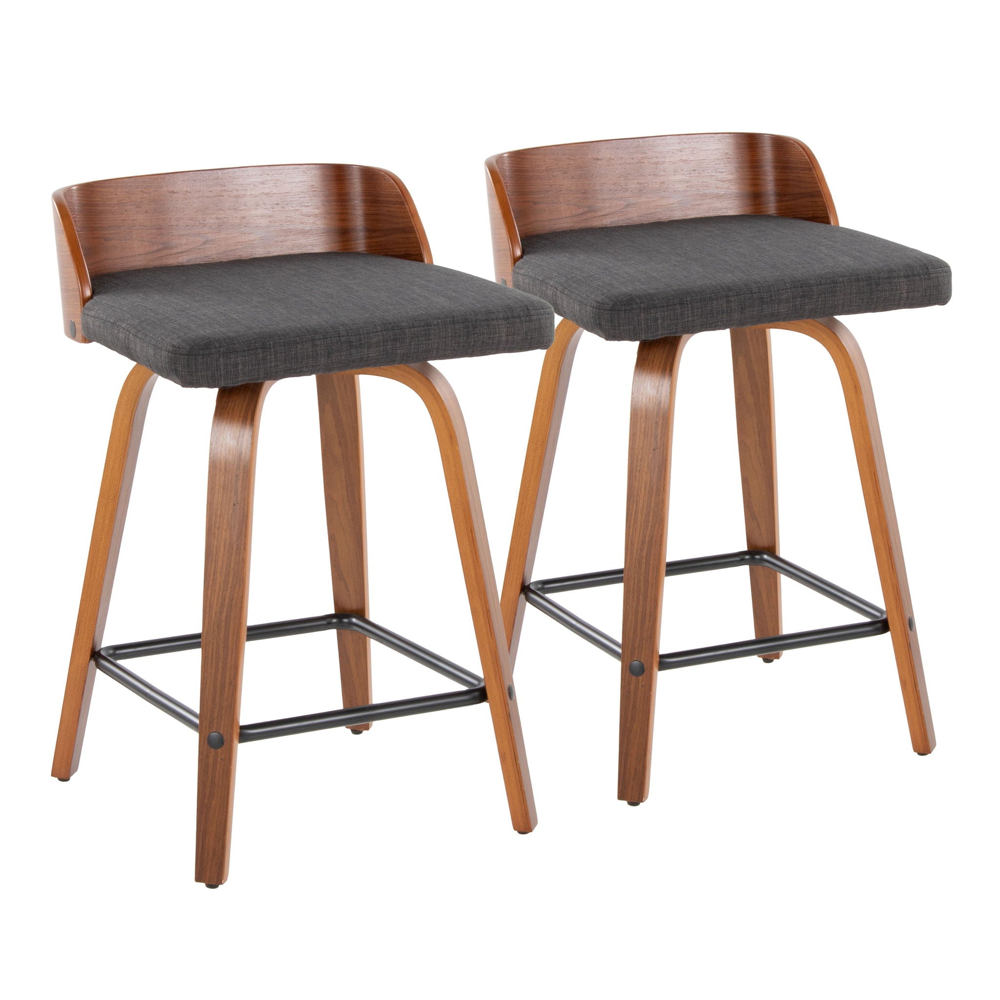 Maya - Mid Century Modern Fixed Height Counter StoolSwivel And Square Footrest (Set of 2) - Best Buy Furniture