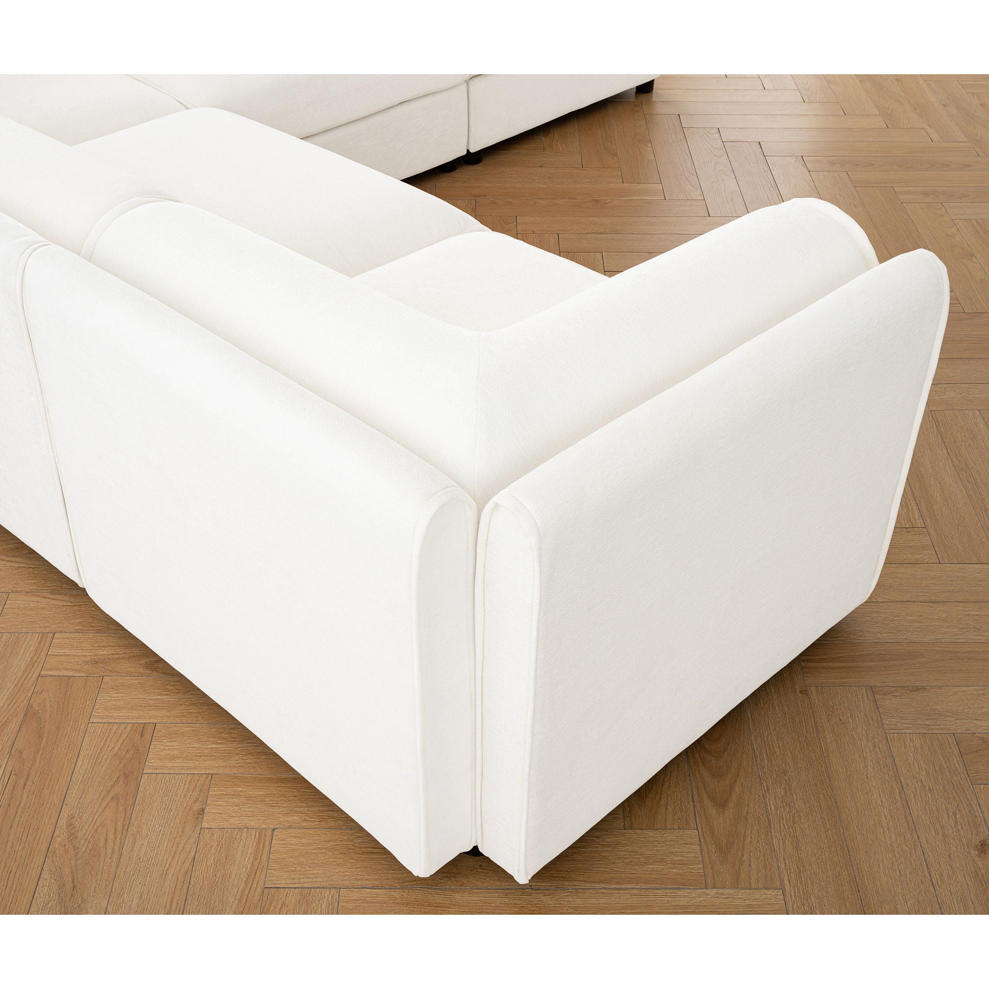 Contemporary Elegant White Chenille Sofa With Storage And Ottoman - Best Buy Furniture