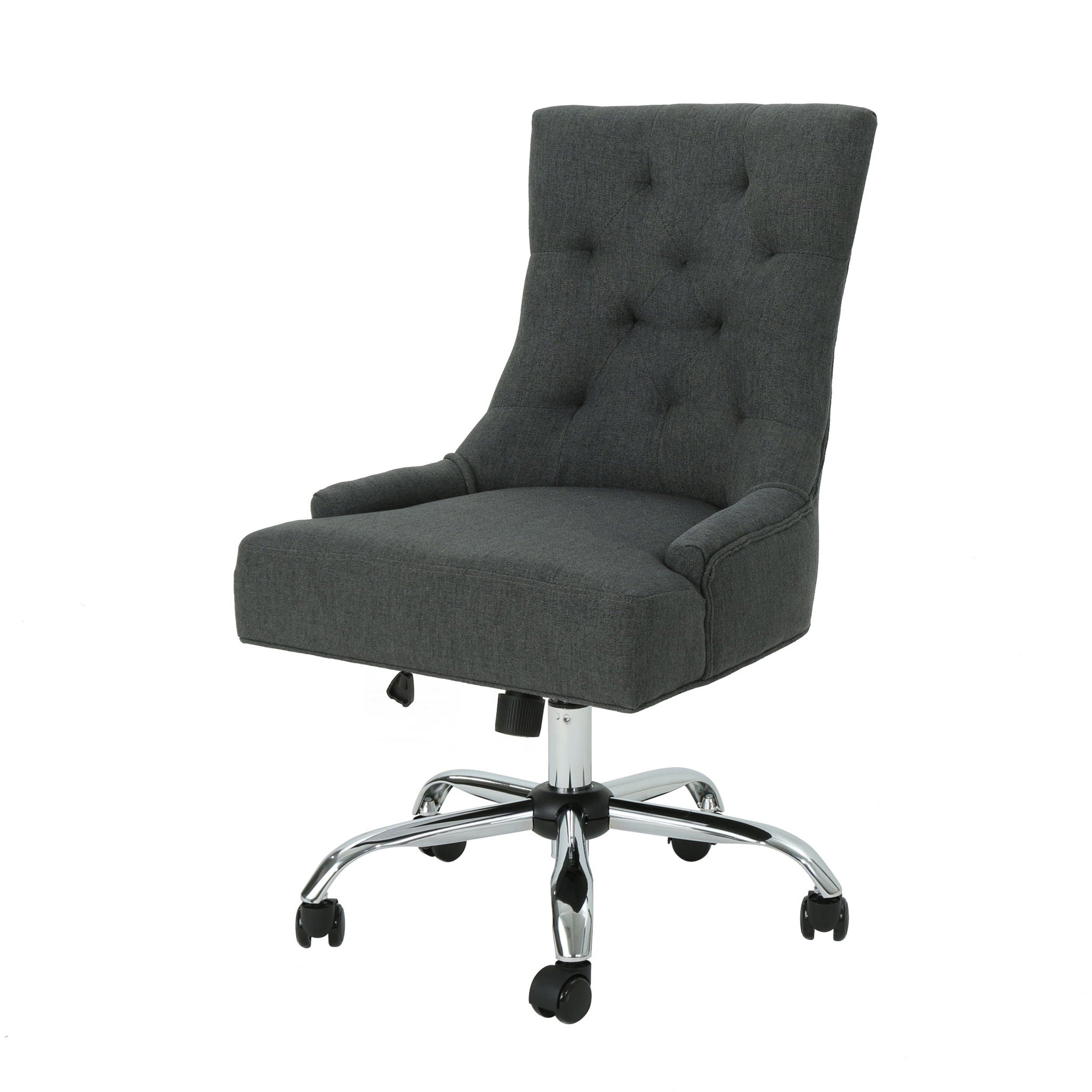 Glory Diamond Tufted Upholstered Office Chair With Rolling Casters And Sloped Arms - Dark Gray / Chrome - Best Buy Furniture