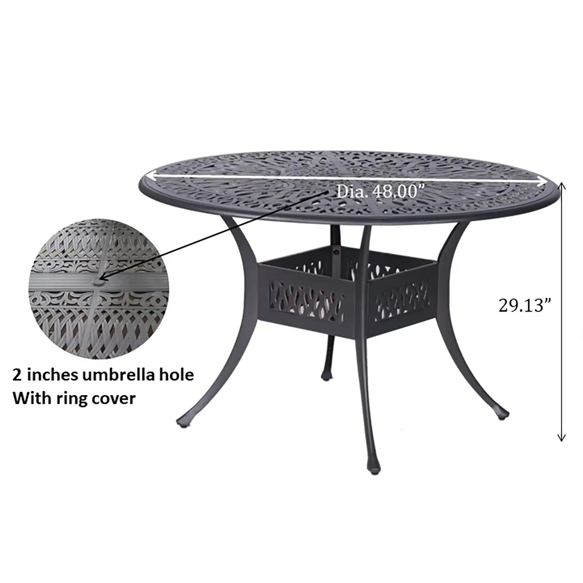 Round 48.03" Long Aluminum Dining Set With Cushions - Best Buy Furniture