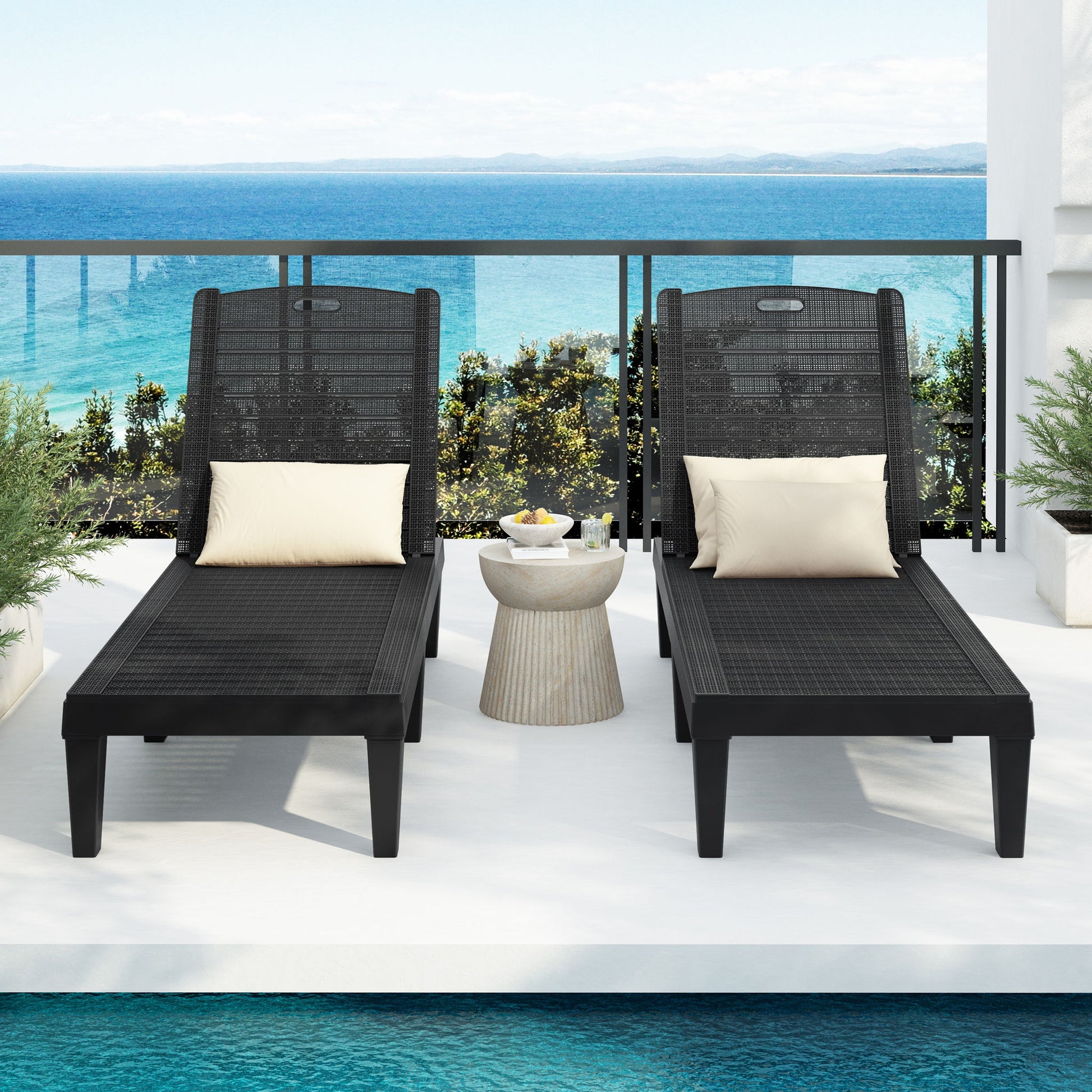 2 Piece Outdoor Chaise Lounges With Adjustable Backrest - Best Buy Furniture