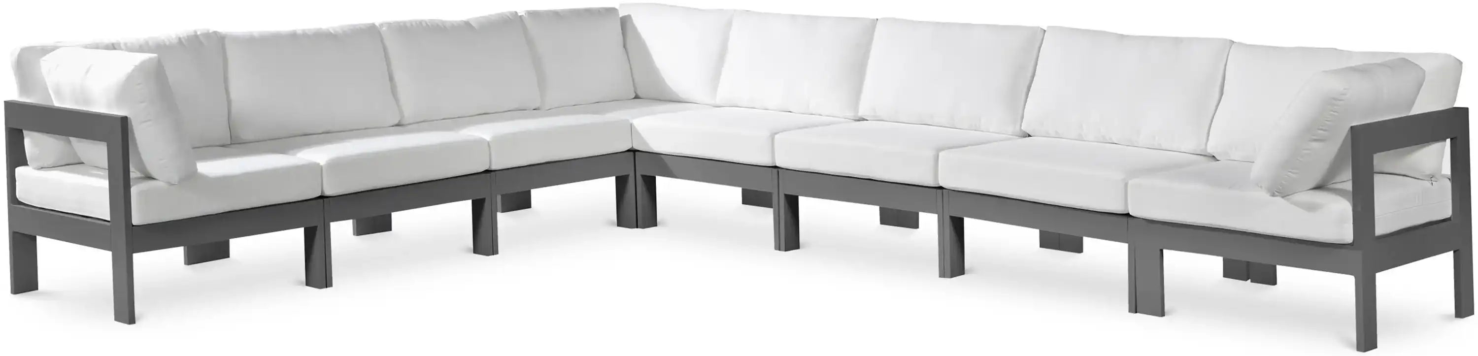 Nizuc - Outdoor Patio 8 Piece Modular Sectional With Gray Frame - Best Buy Furniture