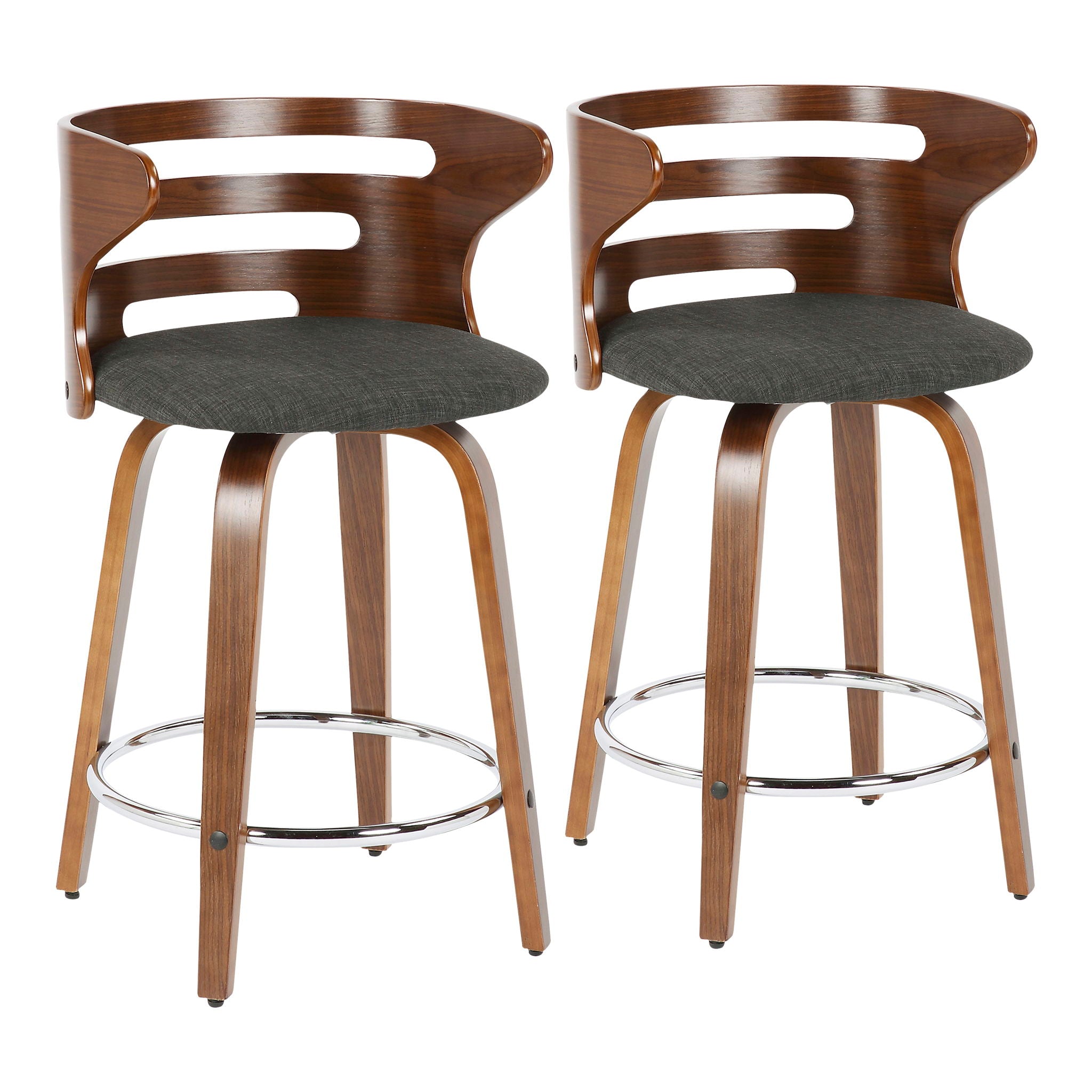 Cosini - Mid Century Modern Fixed Height Counter Stool With Footrest With Swivel (Set of 2) - Best Buy Furniture