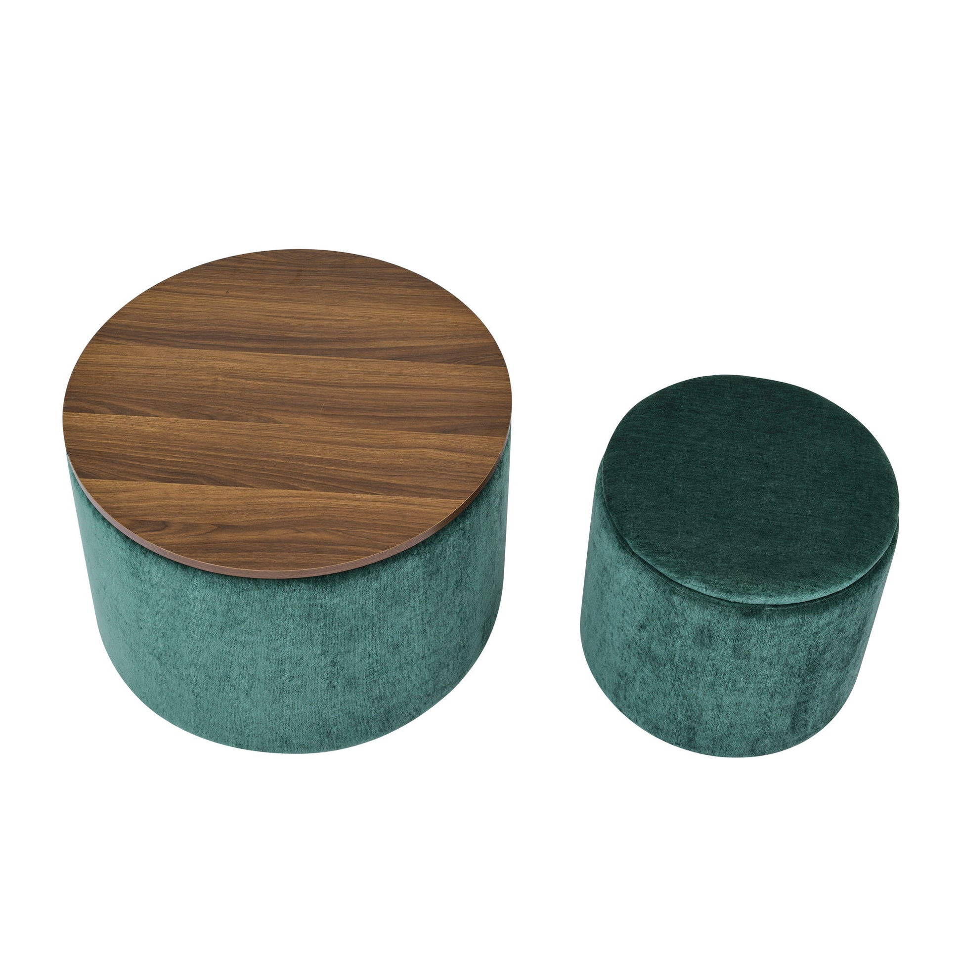 Classic 2 Piece Round Storage Ottoman Set With Drum Shaped Stool - Best Buy Furniture