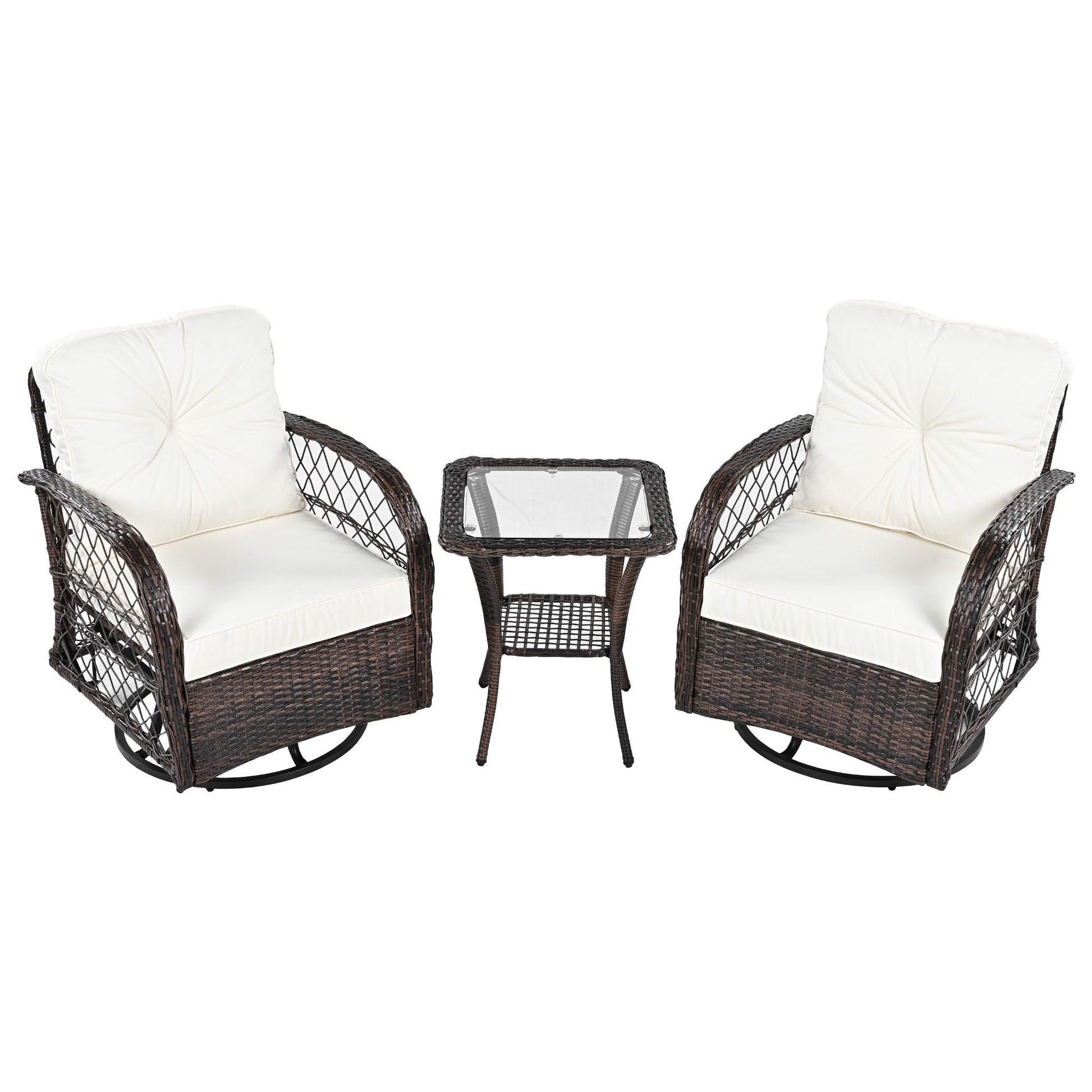 3 Piece Outdoor Chair & Table Set Chat Set, 2 Person Rattan Seating Group - Best Buy Furniture