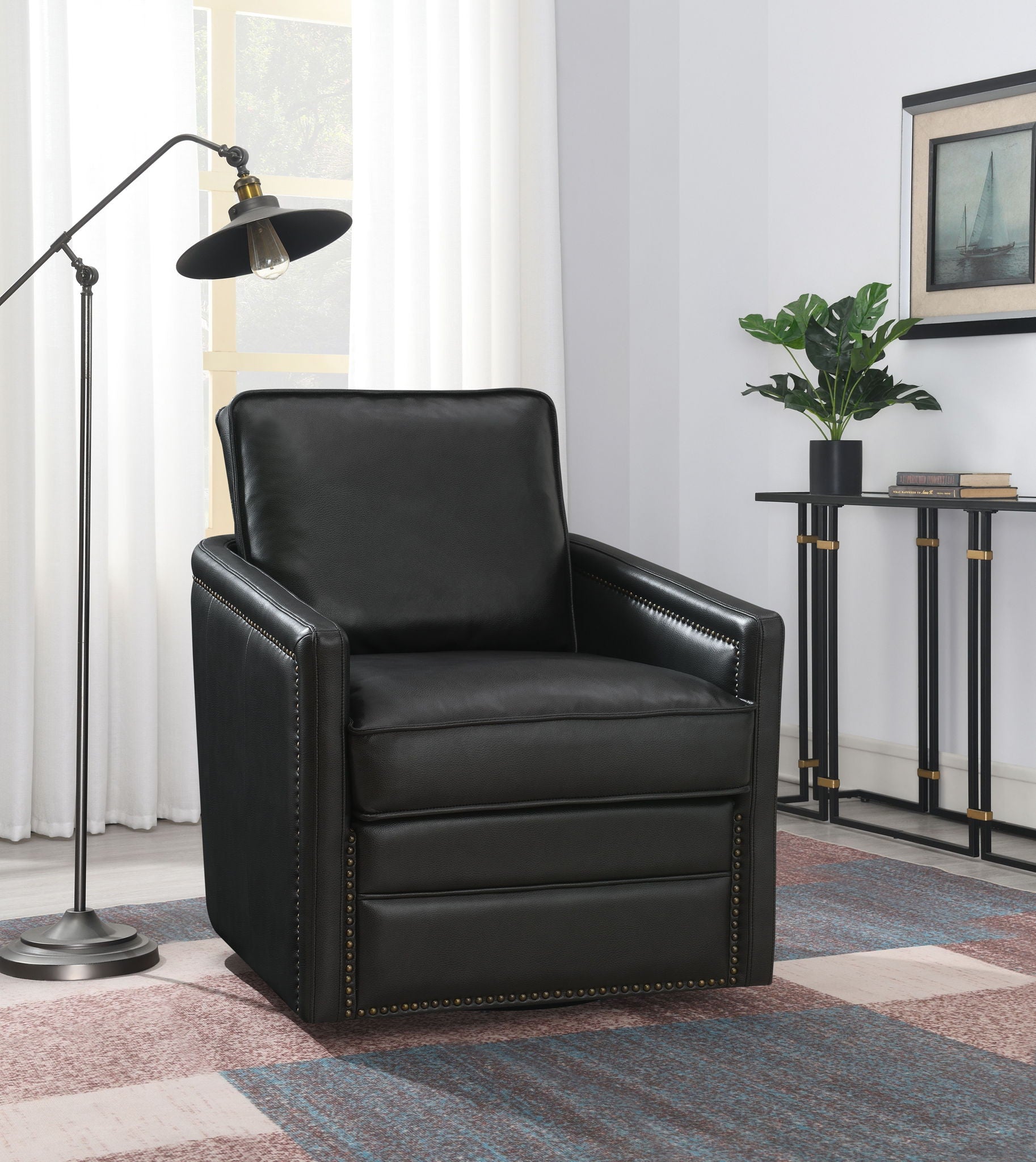 Rocha - Leather Aire Swivel Chair With Glider - Best Buy Furniture