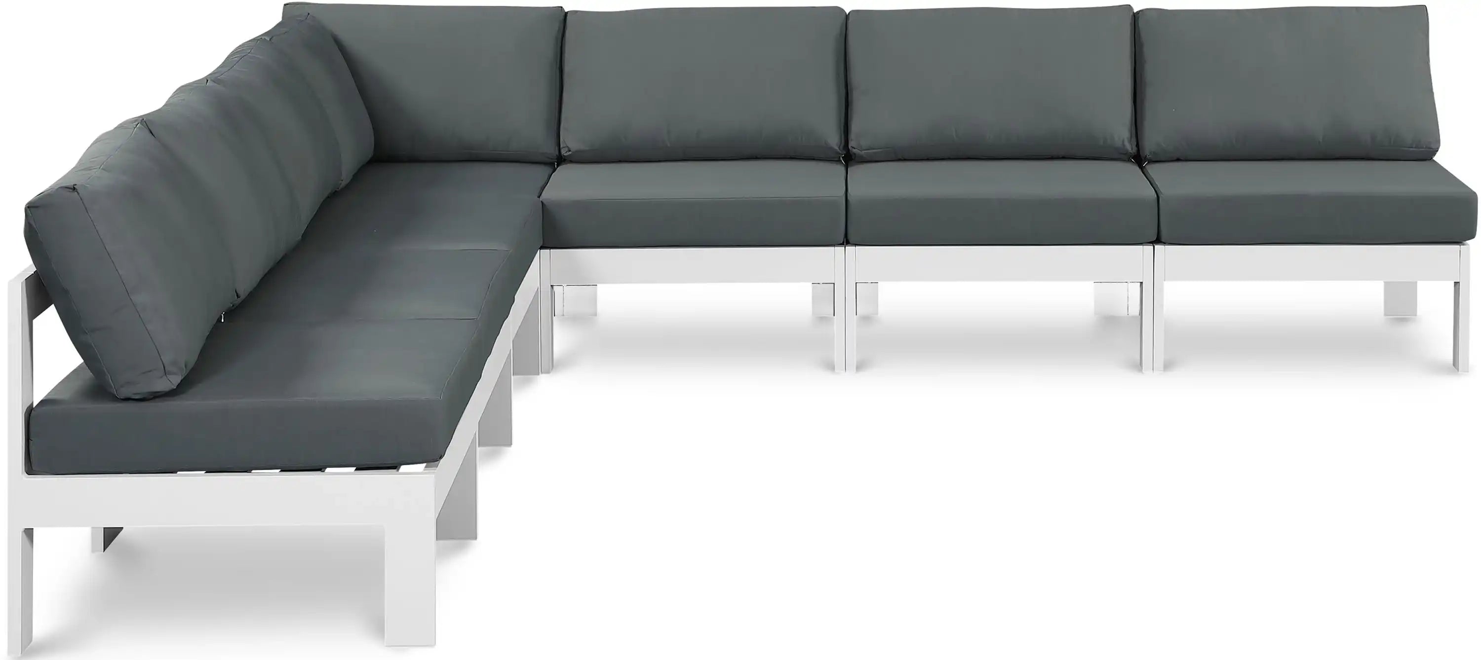 Nizuc - Outdoor Patio 7 Piece Modular Sectional With White Frame - Best Buy Furniture