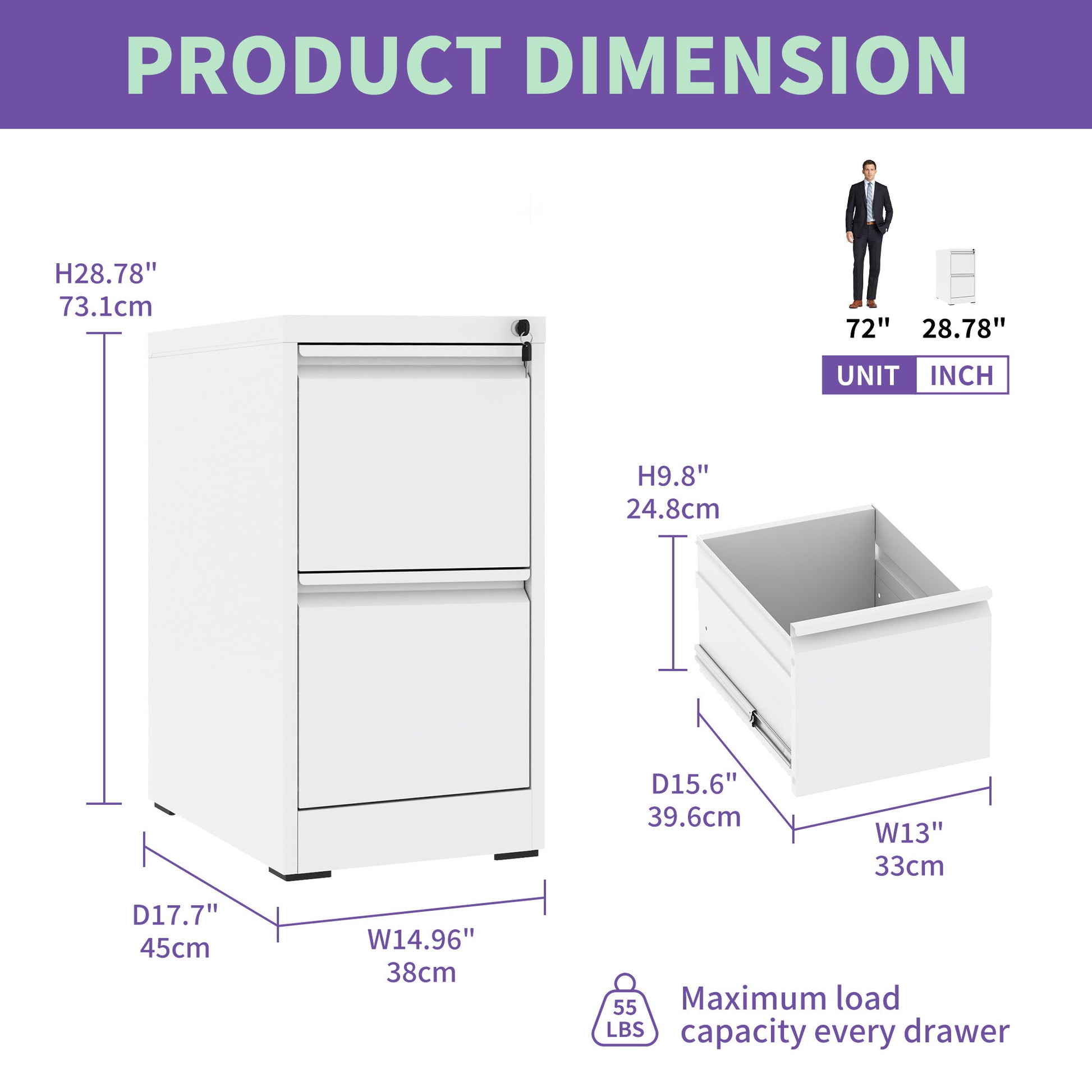 Steel Drawer Vertical File Cabinet With Lock For A4 Legal / Letter Size - Best Buy Furniture