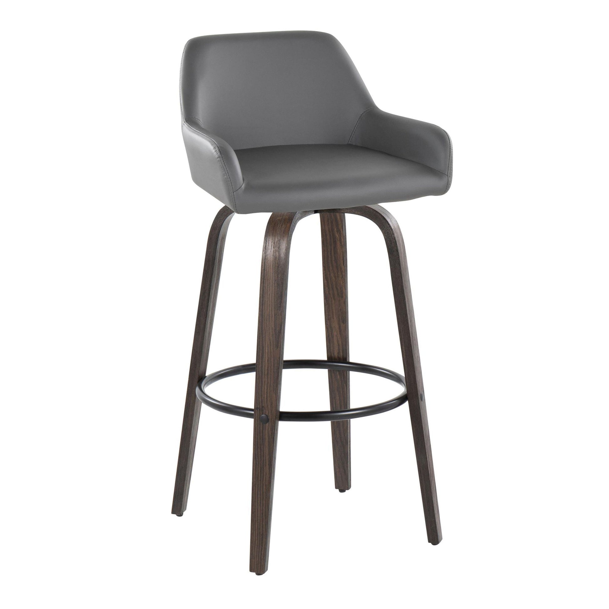 Daniella - Contemporary Fixed Height, Barstool With Swivel With Round Footrest (Set of 2) - Best Buy Furniture