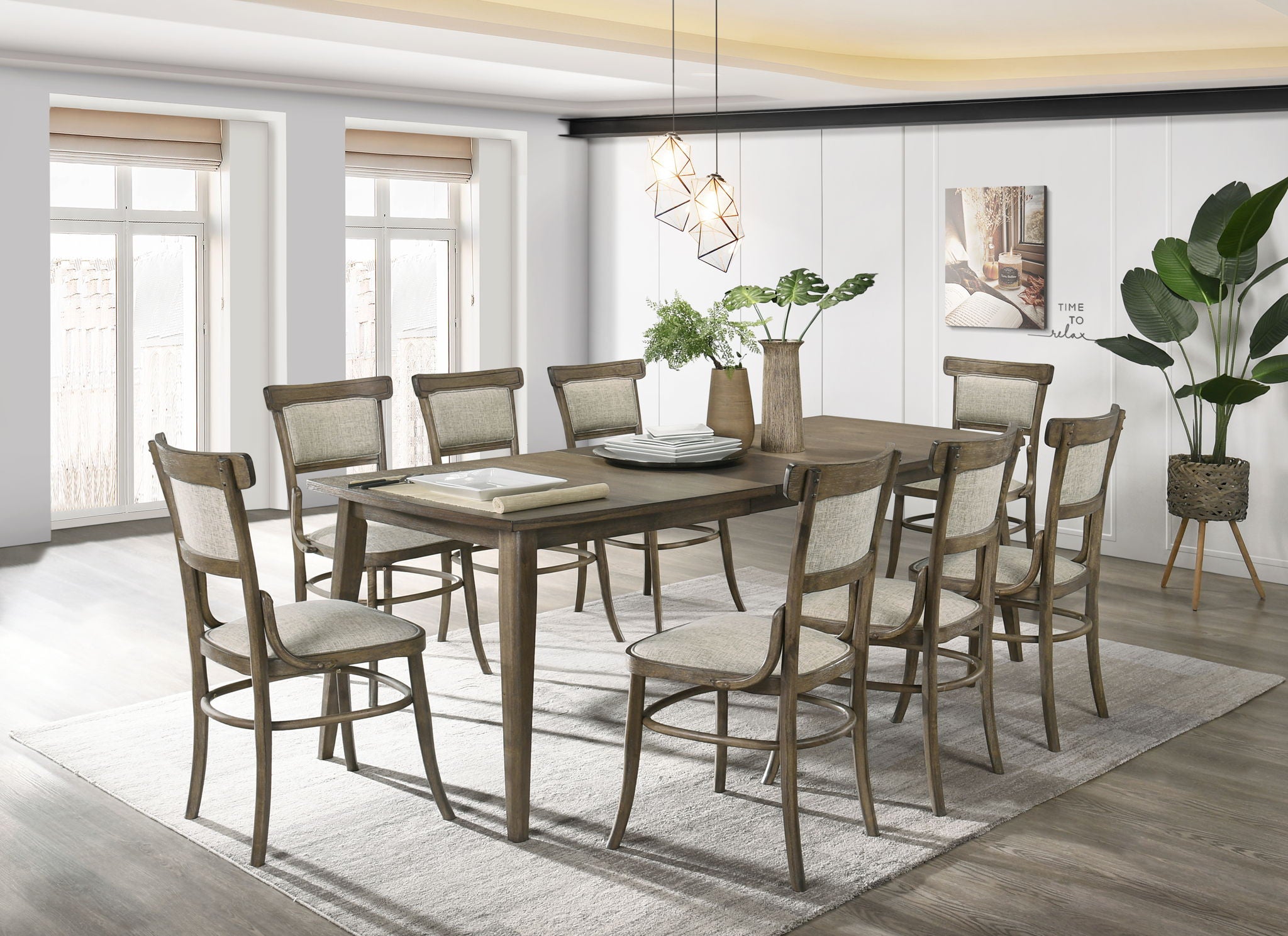 Bistro - Dining Table With Off White Fabric Dining Chairs - Best Buy Furniture