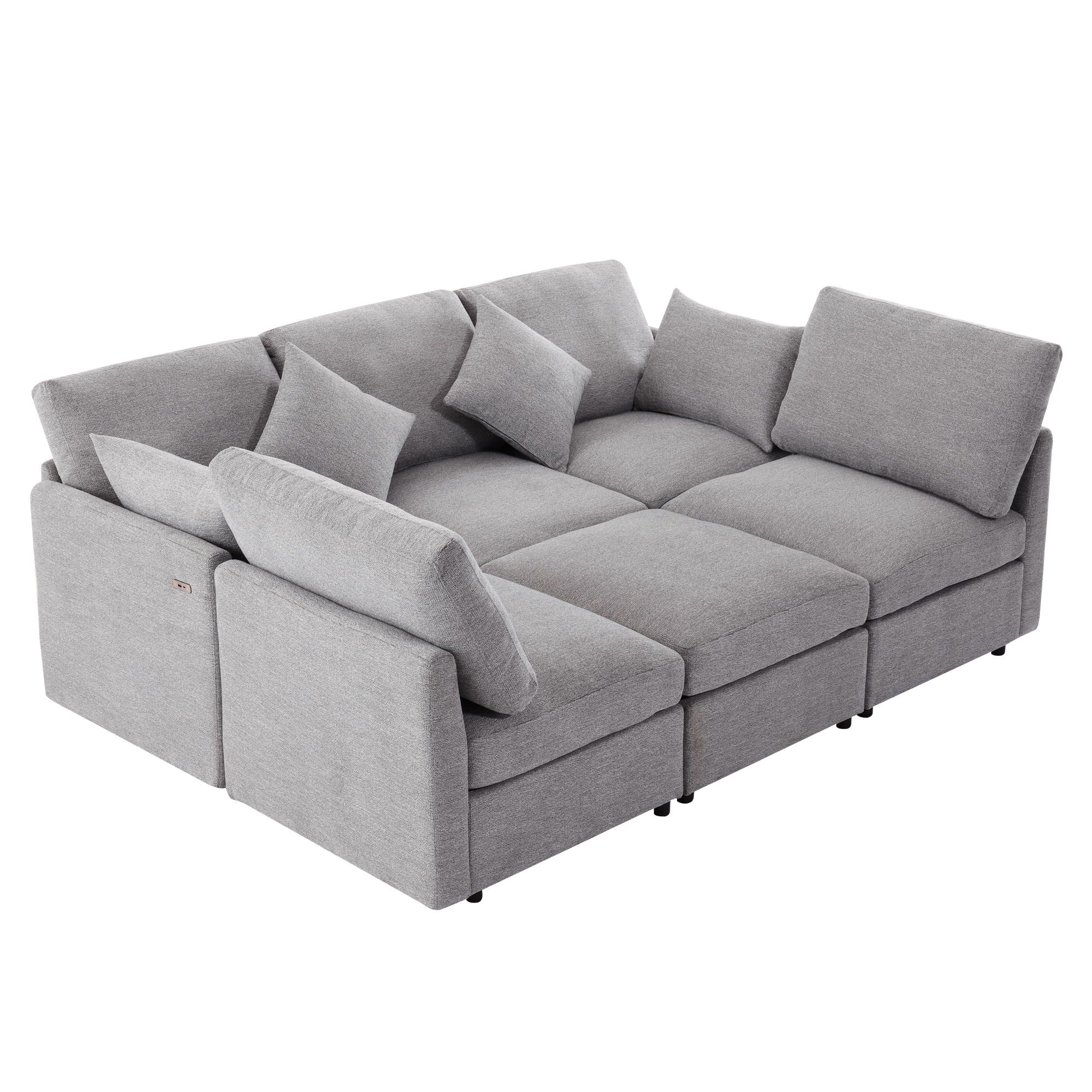 Sectional Sofa Modular Sofa U - Shaped Sofa Couch Sofa Bed L - Shaped Sofa With A Movable Ottoman And Two USB Ports For Living Room - Best Buy Furniture