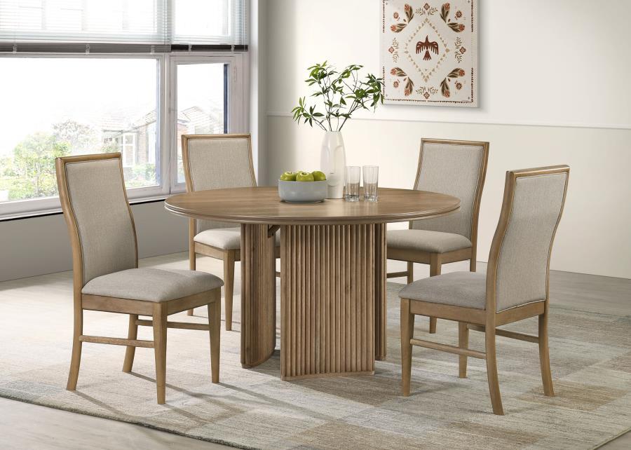 Adina - 5 Piece Round Dining Table Set - Barley / Distressed Light Brown - Best Buy Furniture