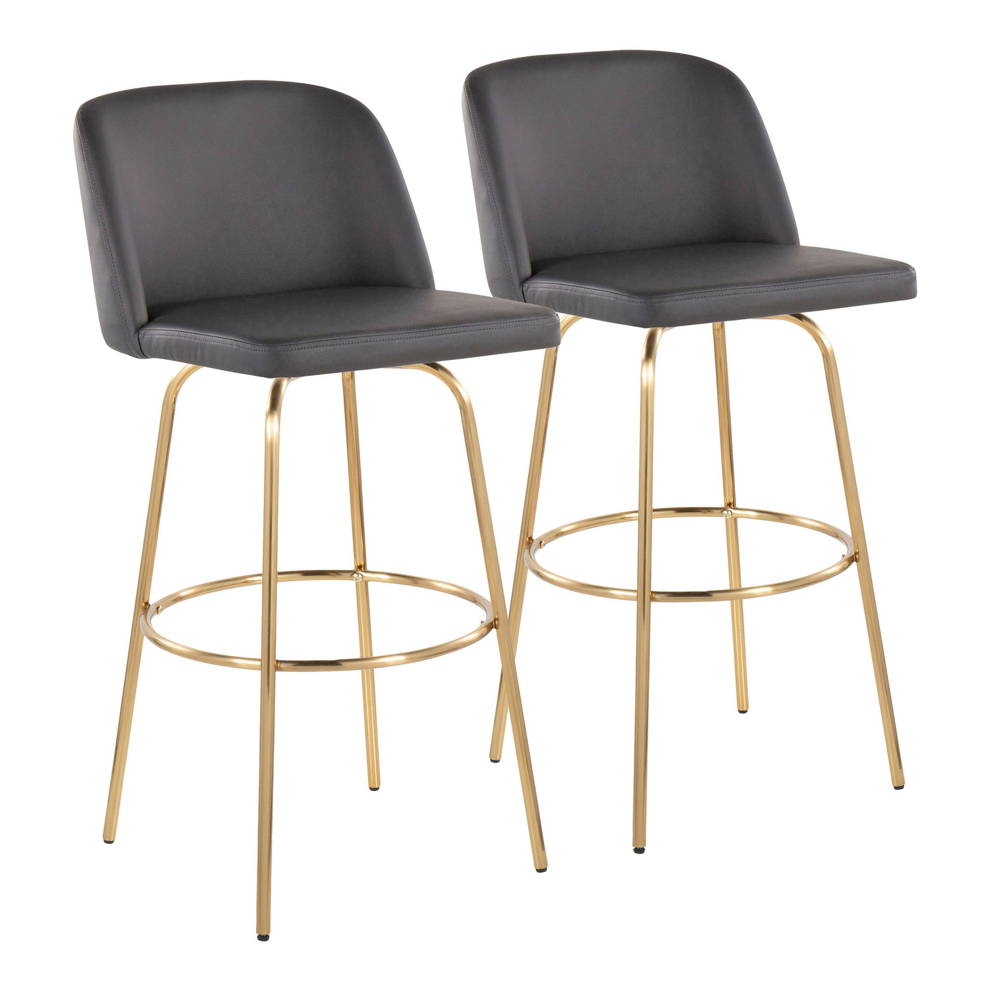 Toriano - Contemporary Fixed Height Barstool With Swivel And Round Footrest (Set of 2) - Best Buy Furniture