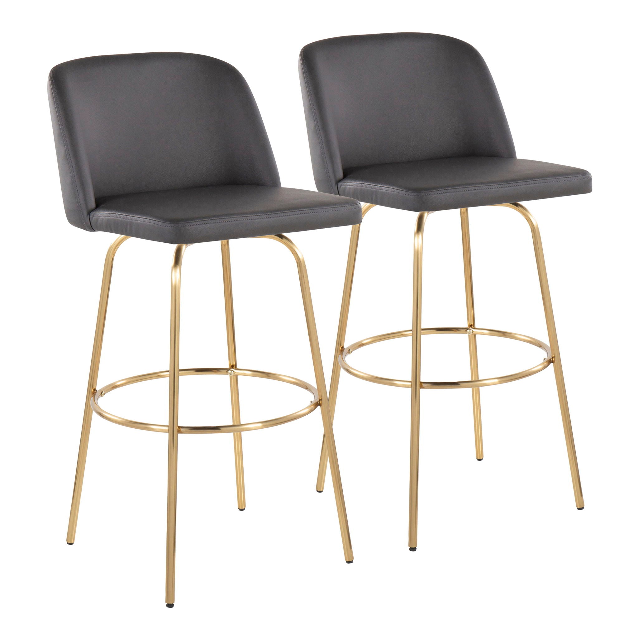 Toriano - Contemporary Fixed Height Barstool With Swivel And Round Footrest (Set of 2) - Best Buy Furniture