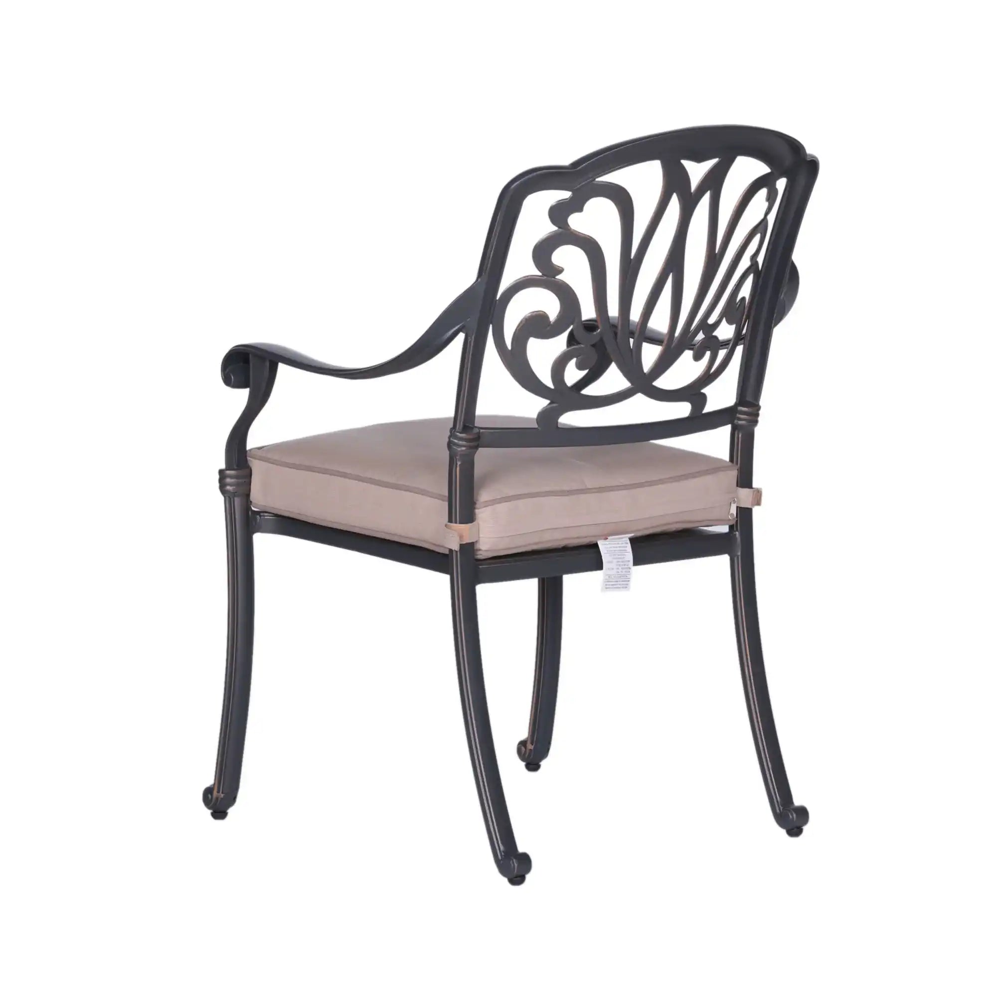 Round 4 Person 48" Long Aluminum Dining Set With Sunbrella Cushions - Gray / Ivory - Best Buy Furniture