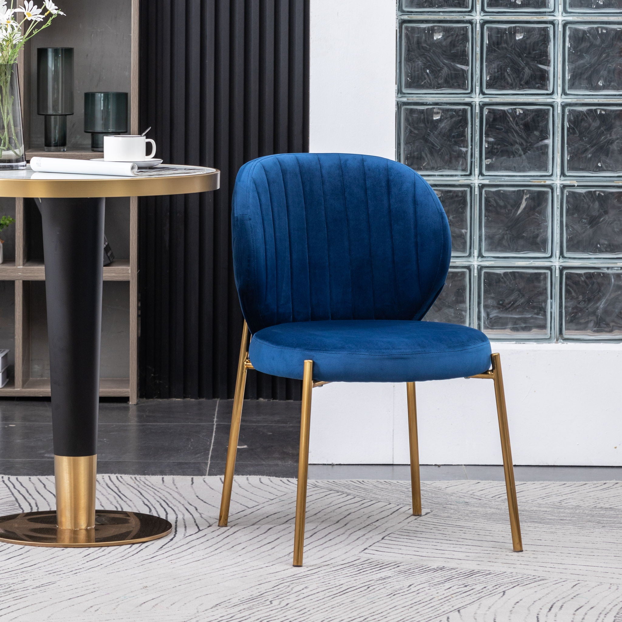 Amoa - Contemporary Velvet Upholstery Dining Chair - Blue - Best Buy Furniture