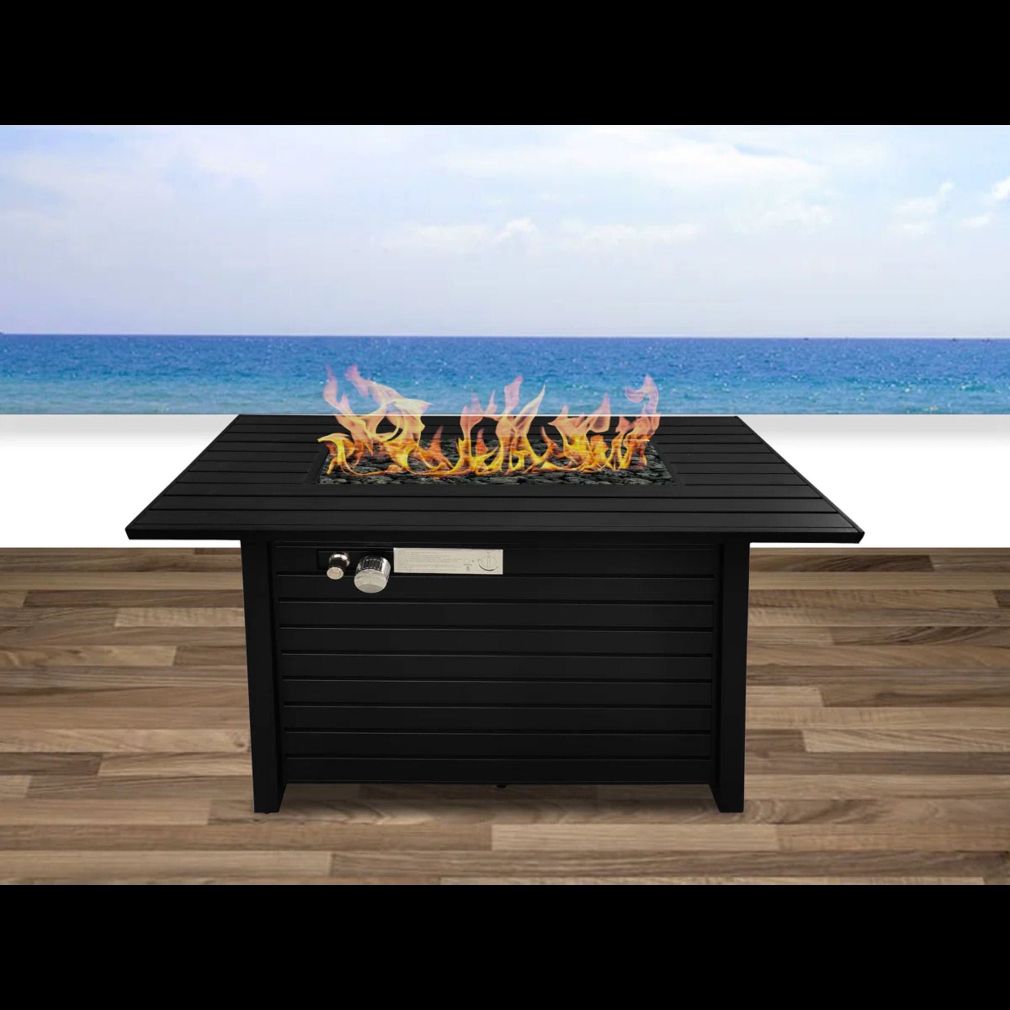 Outdoor Fire Pit Table With Lid, Modern Design - Black - Best Buy Furniture
