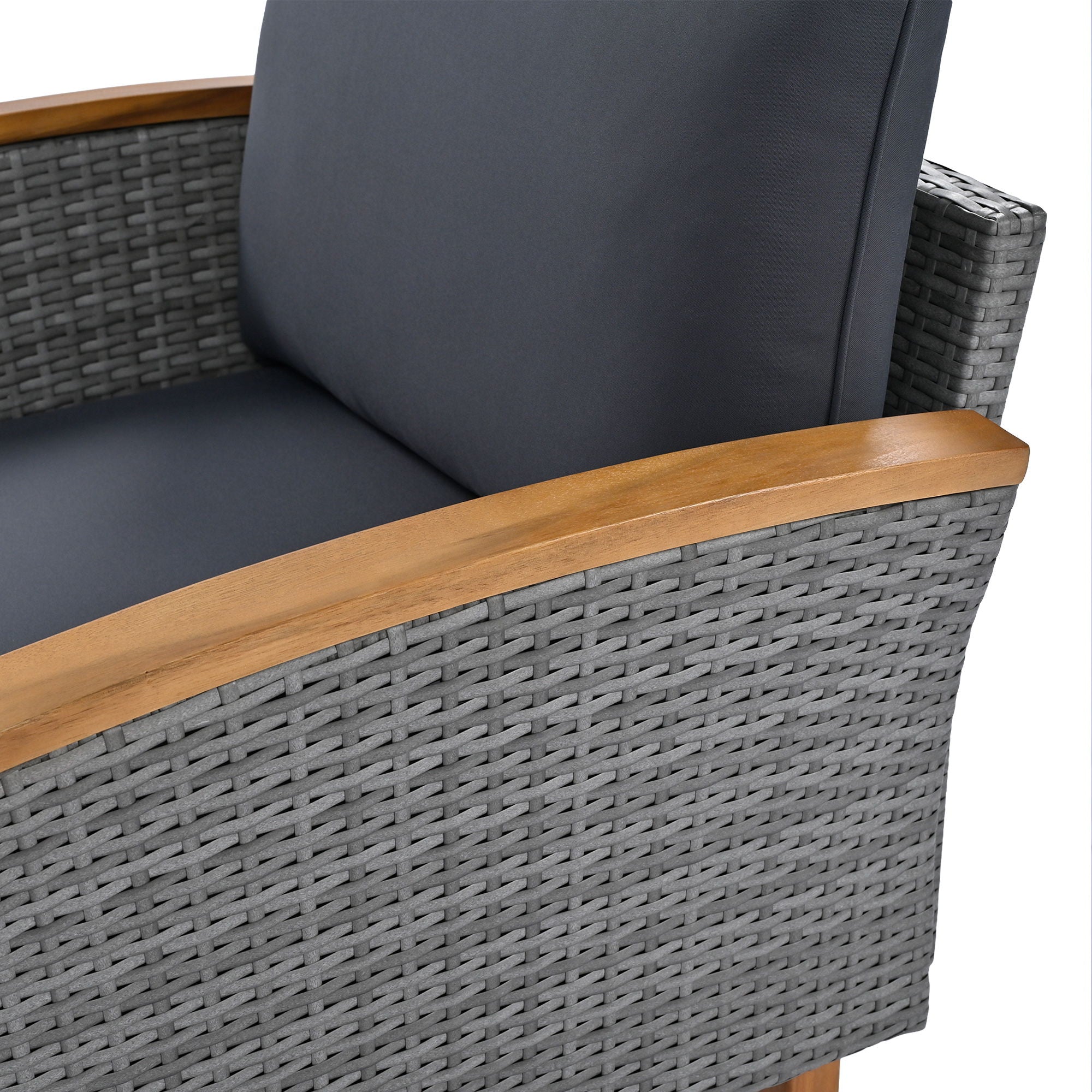 9 Piece Patio Rattan Furniture Set, Outdoor Conversation Set With Acacia Wood Legs And Tabletop, PE Rattan Sectional Sofa Set With Coffee Table, Washable Cushion - Best Buy Furniture