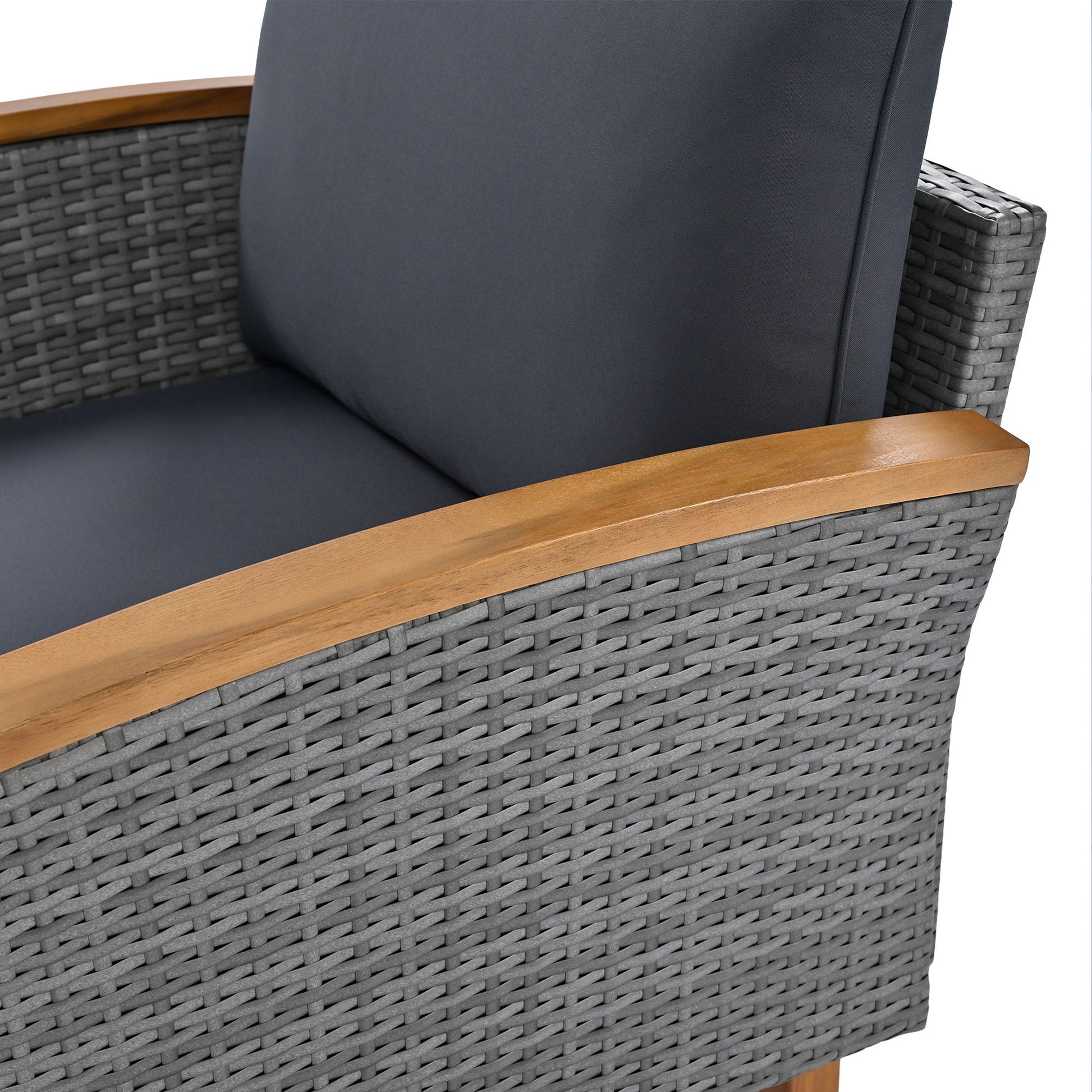 9 Piece Patio Rattan Furniture Set, Outdoor Conversation Set With Acacia Wood Legs And Tabletop, PE Rattan Sectional Sofa Set With Coffee Table, Washable Cushion - Best Buy Furniture