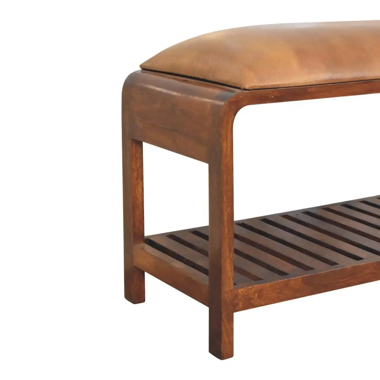 Buffalo - Slatted Square Bench - Brown - Best Buy Furniture