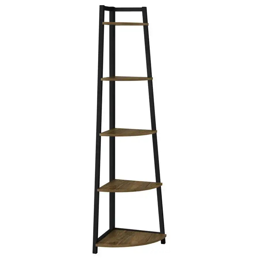 Jacksonville - 5-Shelf Bookshelf - Black And Aged Walnut - Best Buy Furniture