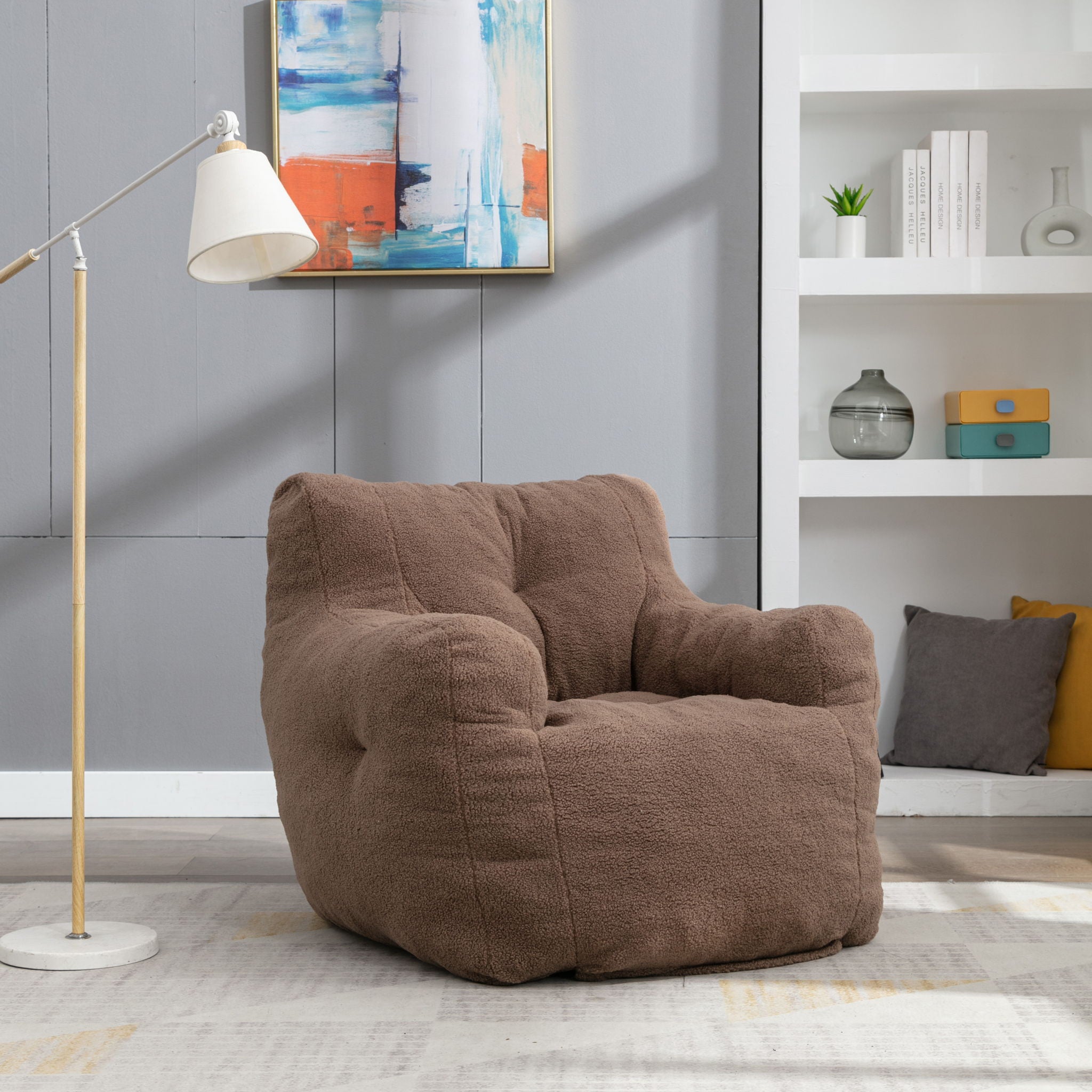 Soft Teddy Fabric Tufted Foam Bean Bag Chair With Teddy Fabric - Best Buy Furniture