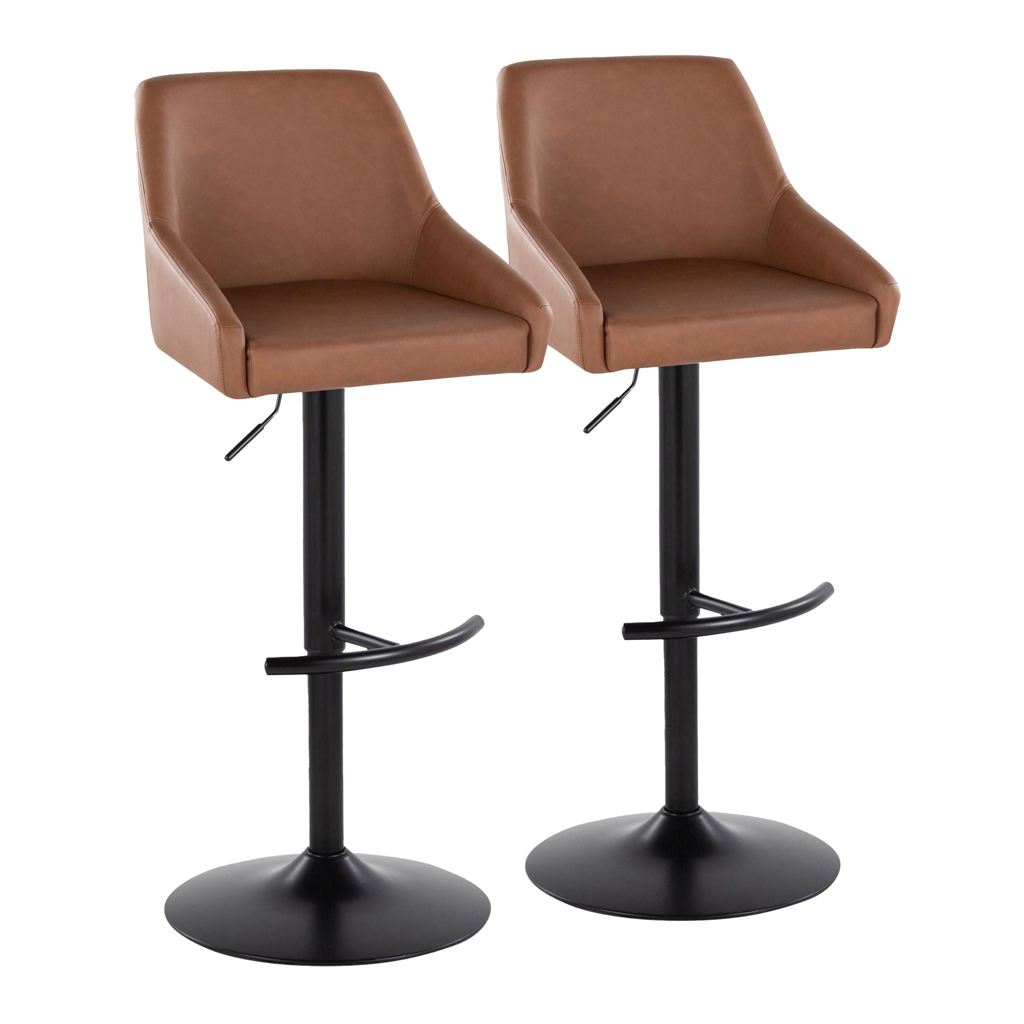 Hannah - Transitional Adjustable Barstool With Swivel With Rounded T Footrest (Set of 2) - Best Buy Furniture