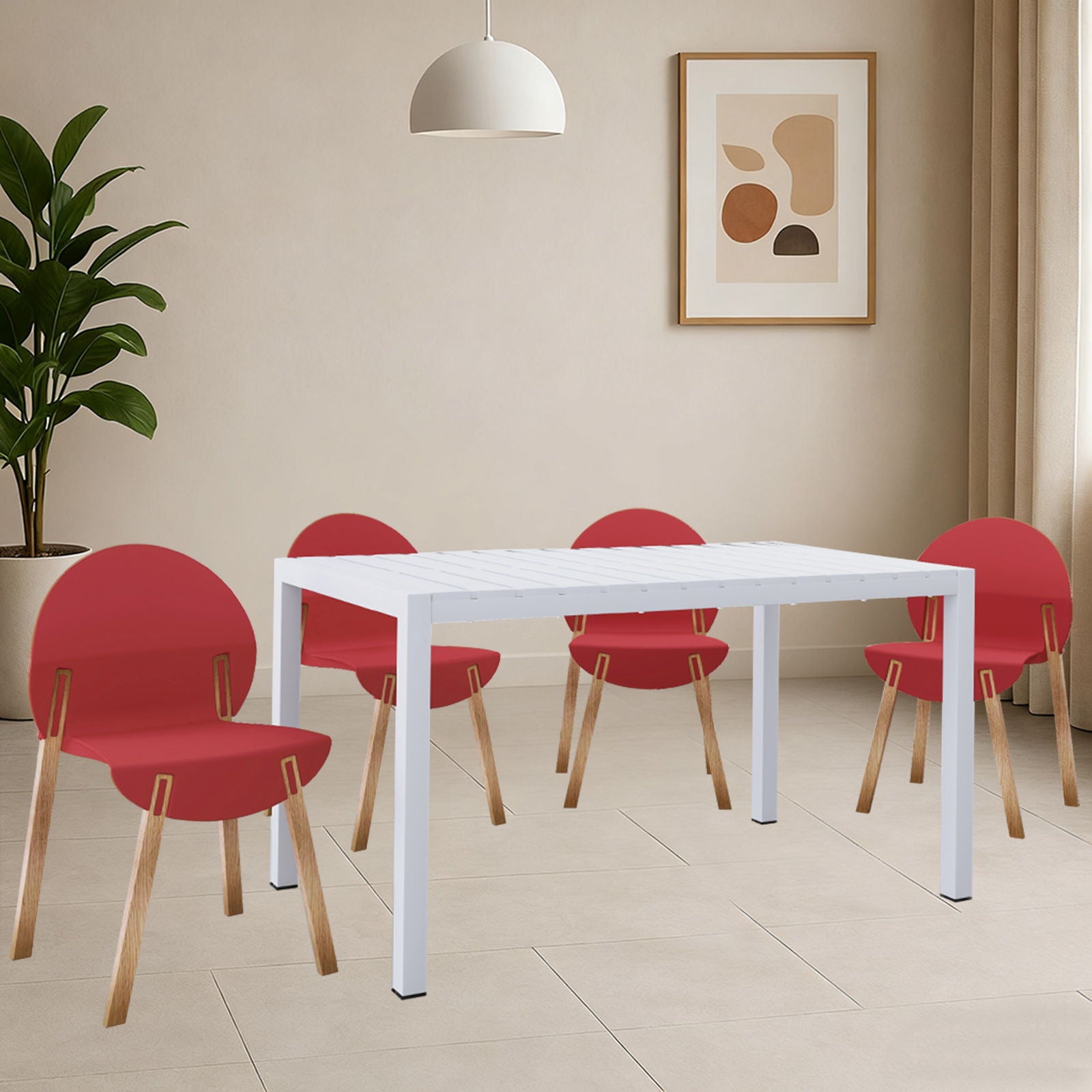 4 Piece Set Of Single Chairs With Long Table - Best Buy Furniture