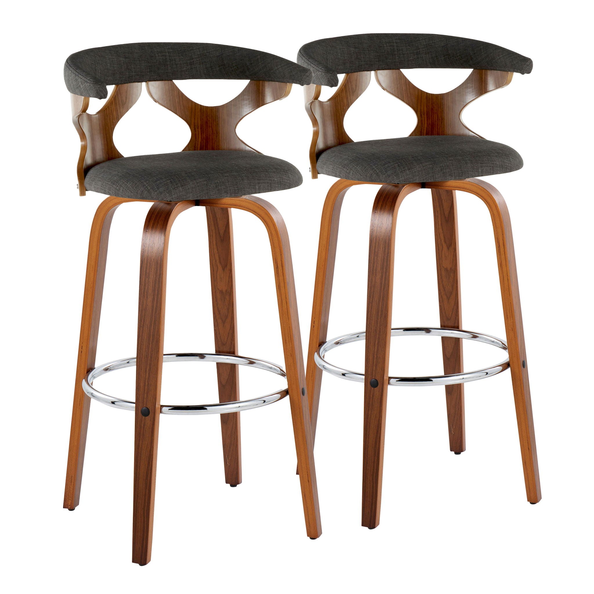 Gardenia - Mid Century Modern Fixed Height Barstool With Swivel With Round Footrest (Set of 2) - Best Buy Furniture