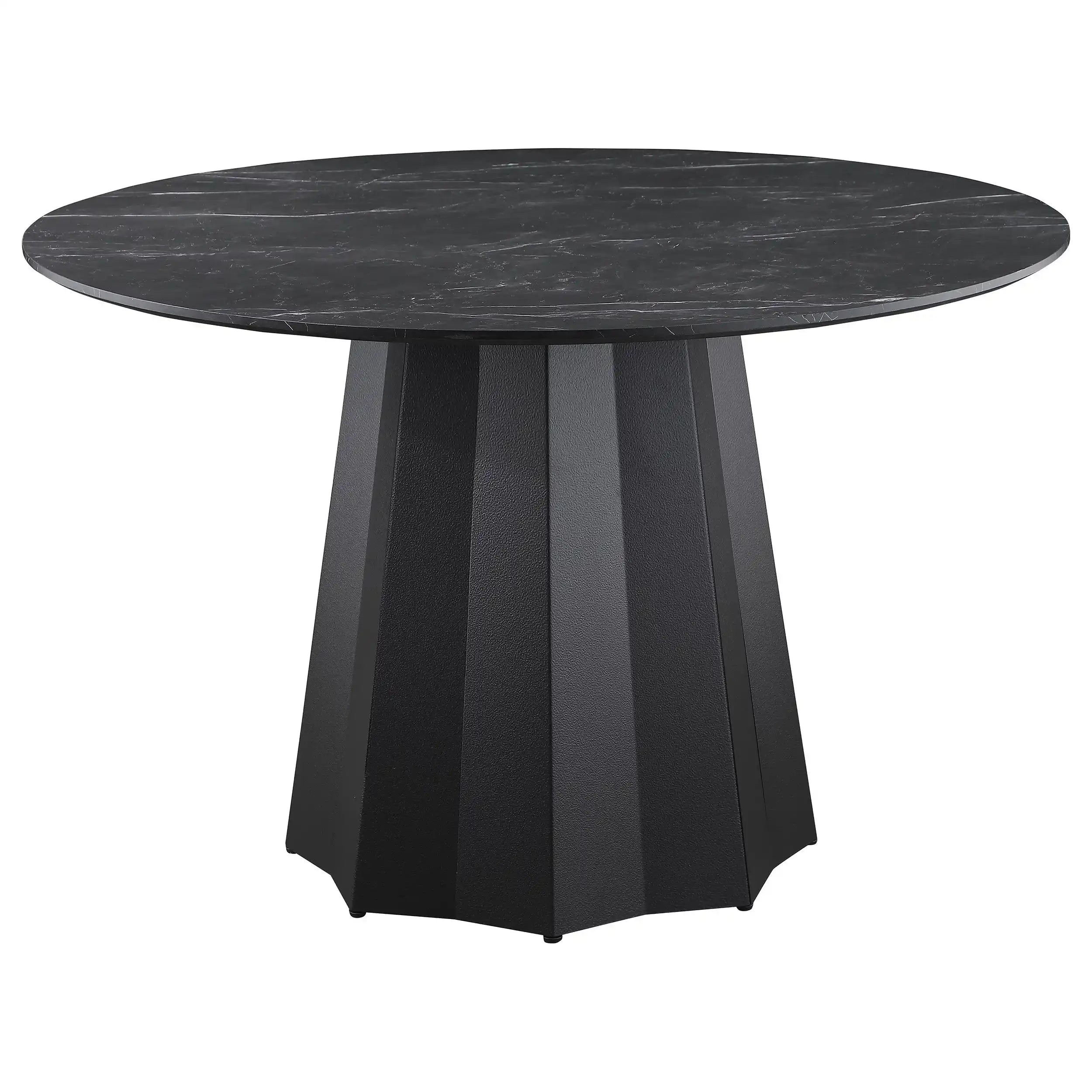 Camden - Round Faux Marble Top Dining Table - Black - Best Buy Furniture